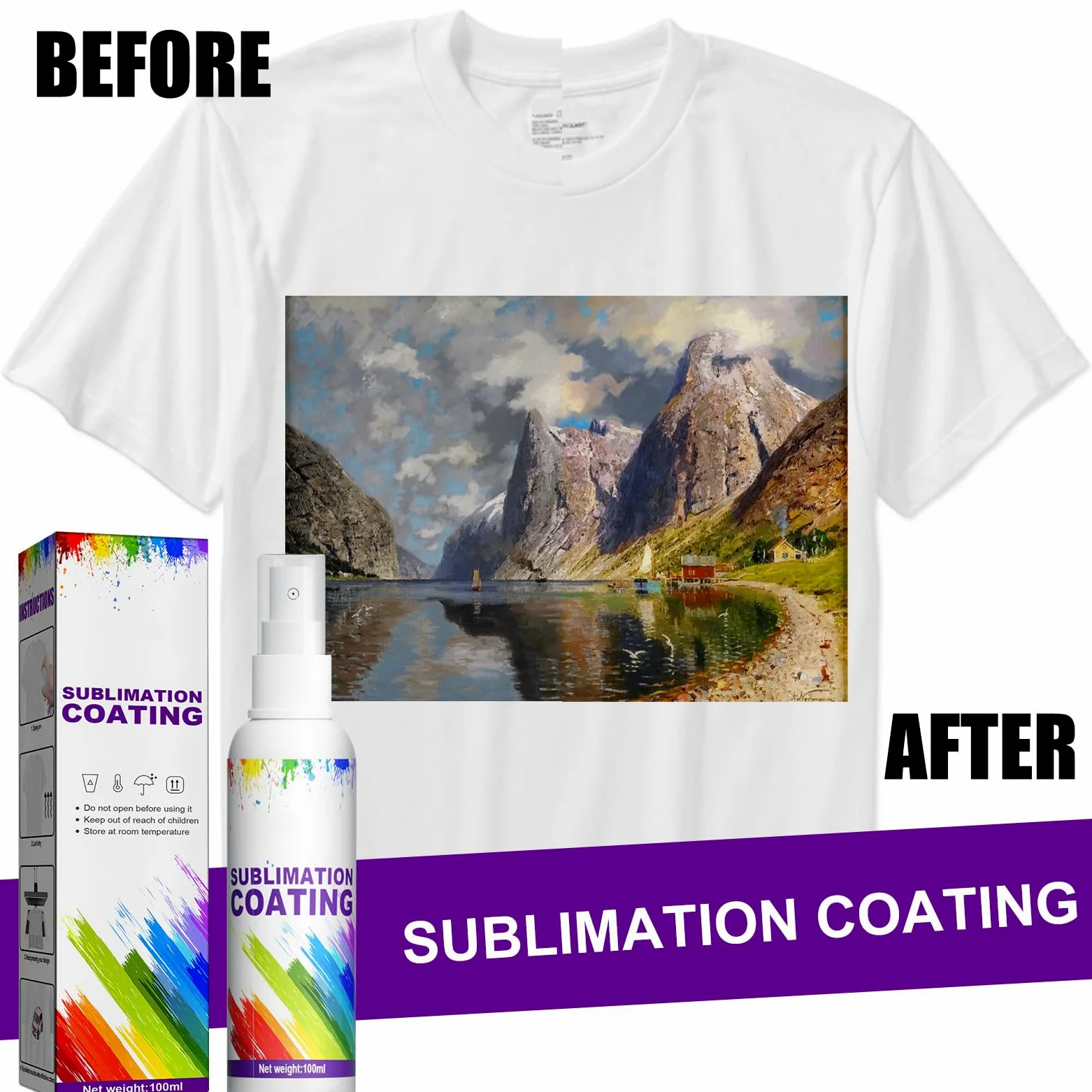 Spray per Sublimazione,Spray di Rivestimento a Sublimazione,Spray per Sublimazione Cotone,Spray per Rivestimento A Sublimazione,Spray a Sublimazione,100 ml