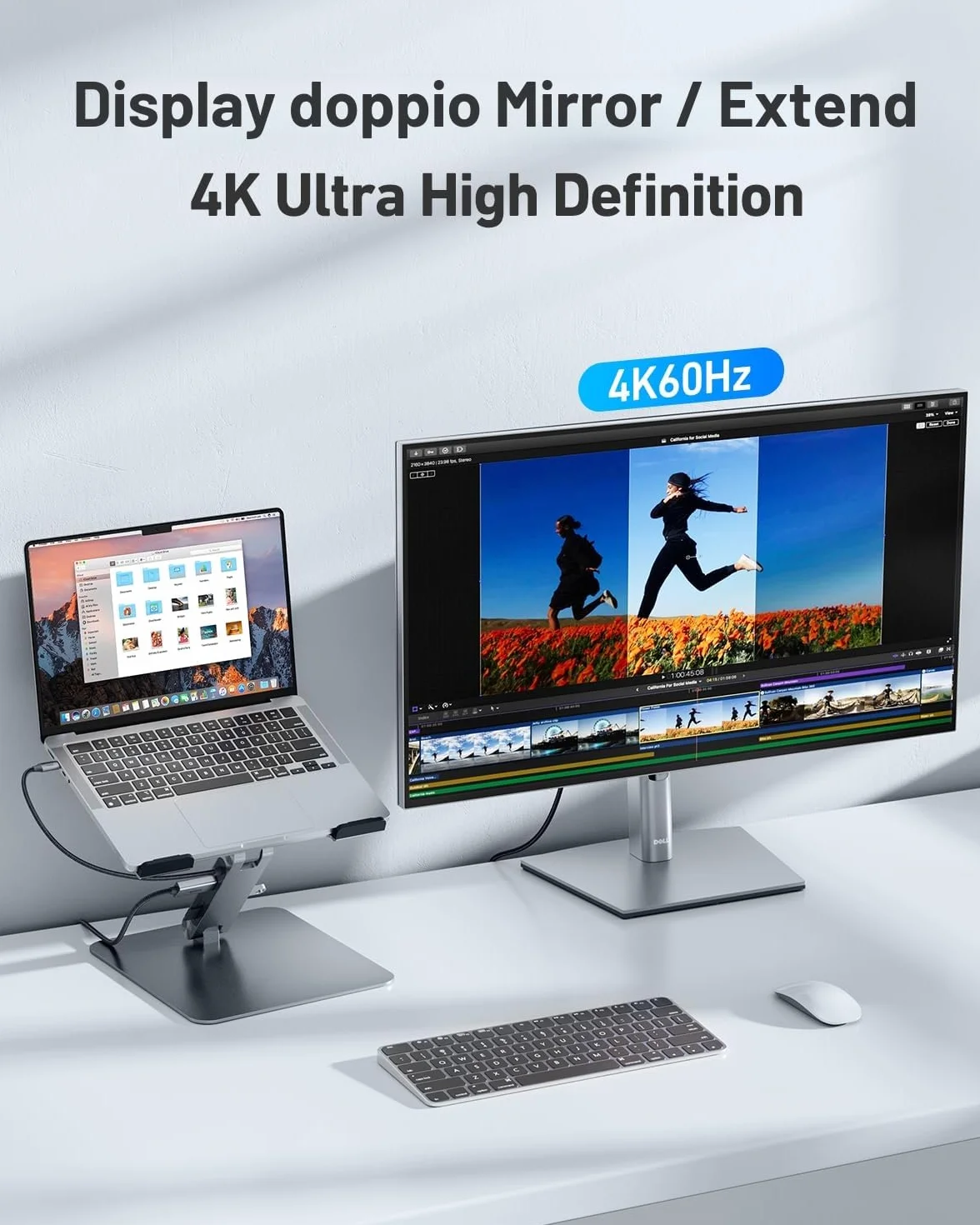BENFEI Supporto per laptop con docking station USB-C 7in1, HDMI 4K@60Hz, 1*SD 1*Micro SD, 100W Power Delivery, 10Gbps 1*USBC 3.2 e 2*USBA 3.2 Compatibile con MacBook Pro/Air, iPad Pro, XPS, ThinkPad