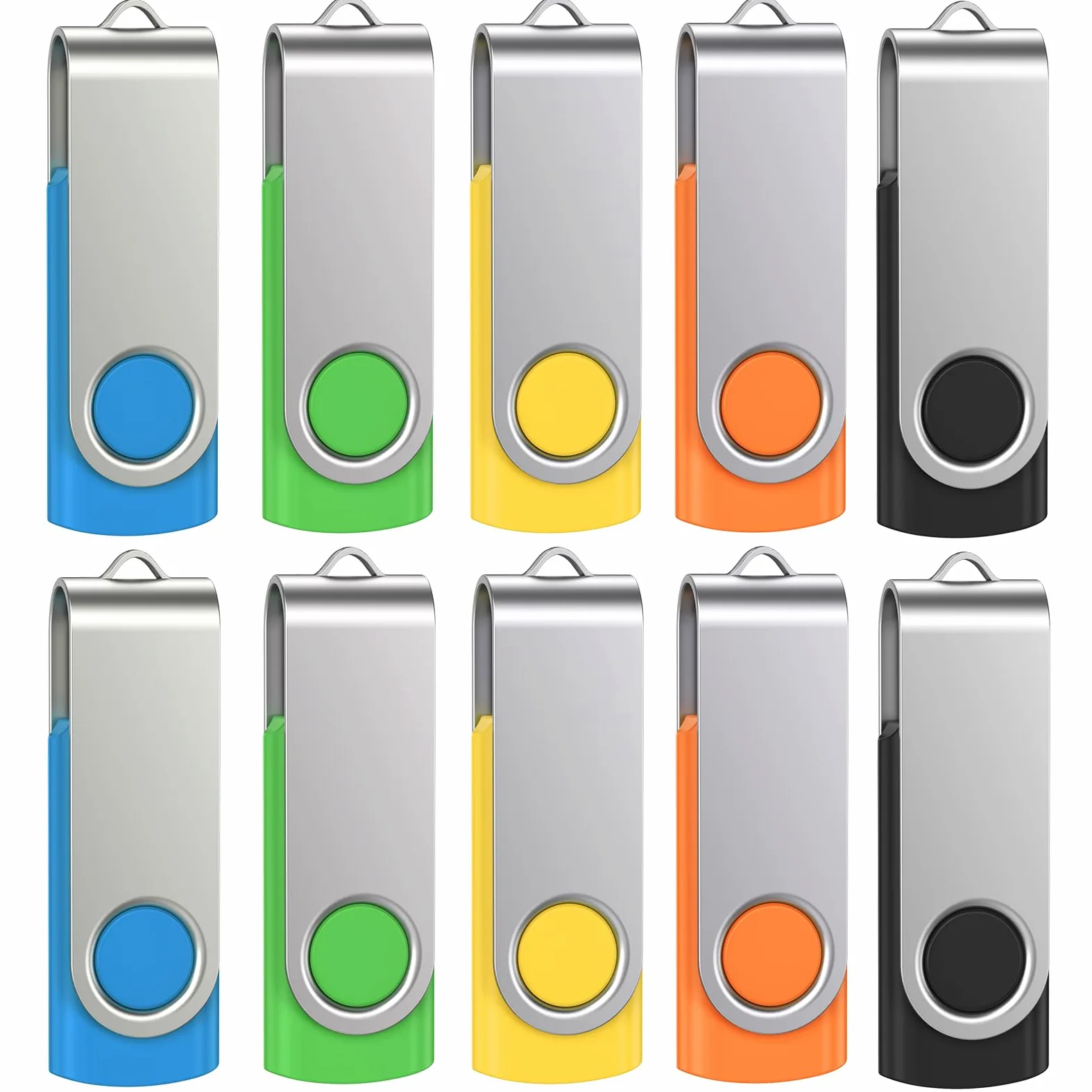 Uflatek Chiavette USB 16GB 10 Pezzi, USB 2.0 Pendrive 16GB, Memoria USB con Design Rotante, Chiavetta USB per PC Laptop TV, Multicolore