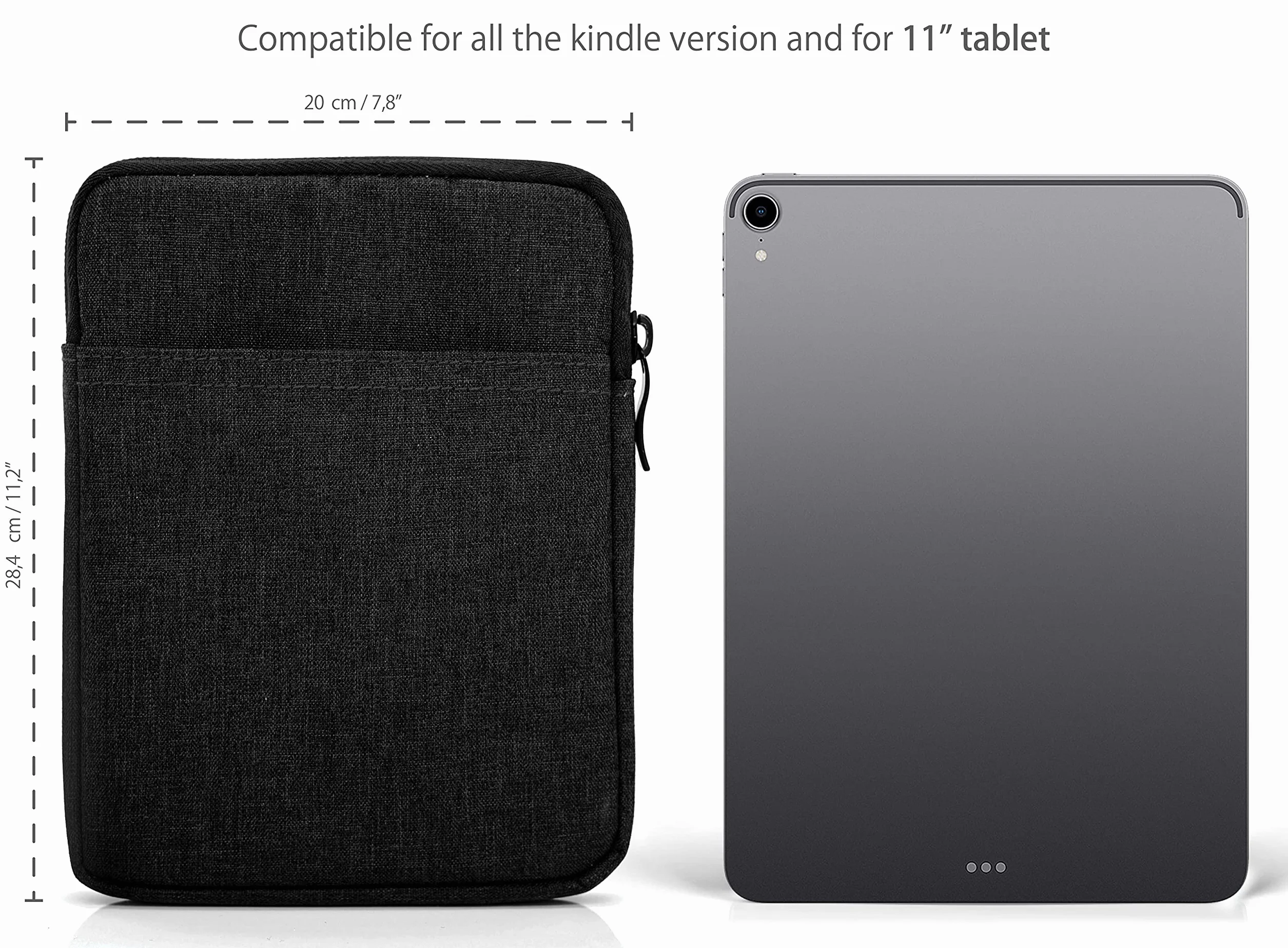 MyGadget Borsa Nylon per Tablet fino a 11 Pollici - Custodia Protettiva per 26 x 19,5 cm - es. iPad, Samsung Galaxy Tab S7 A7 - Sleeve in Nero