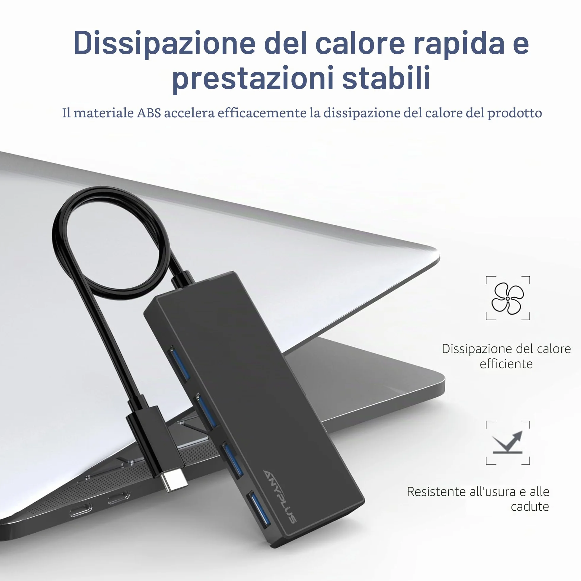 USB C Hub, 4 Ports USB 3.0 Hub Splitter with 5Gbps Data Transfer, USB C Splitter for Type C MacBook, Mac Pro, iMac, Surface, XPS, Flash Drive, Mobile HDD