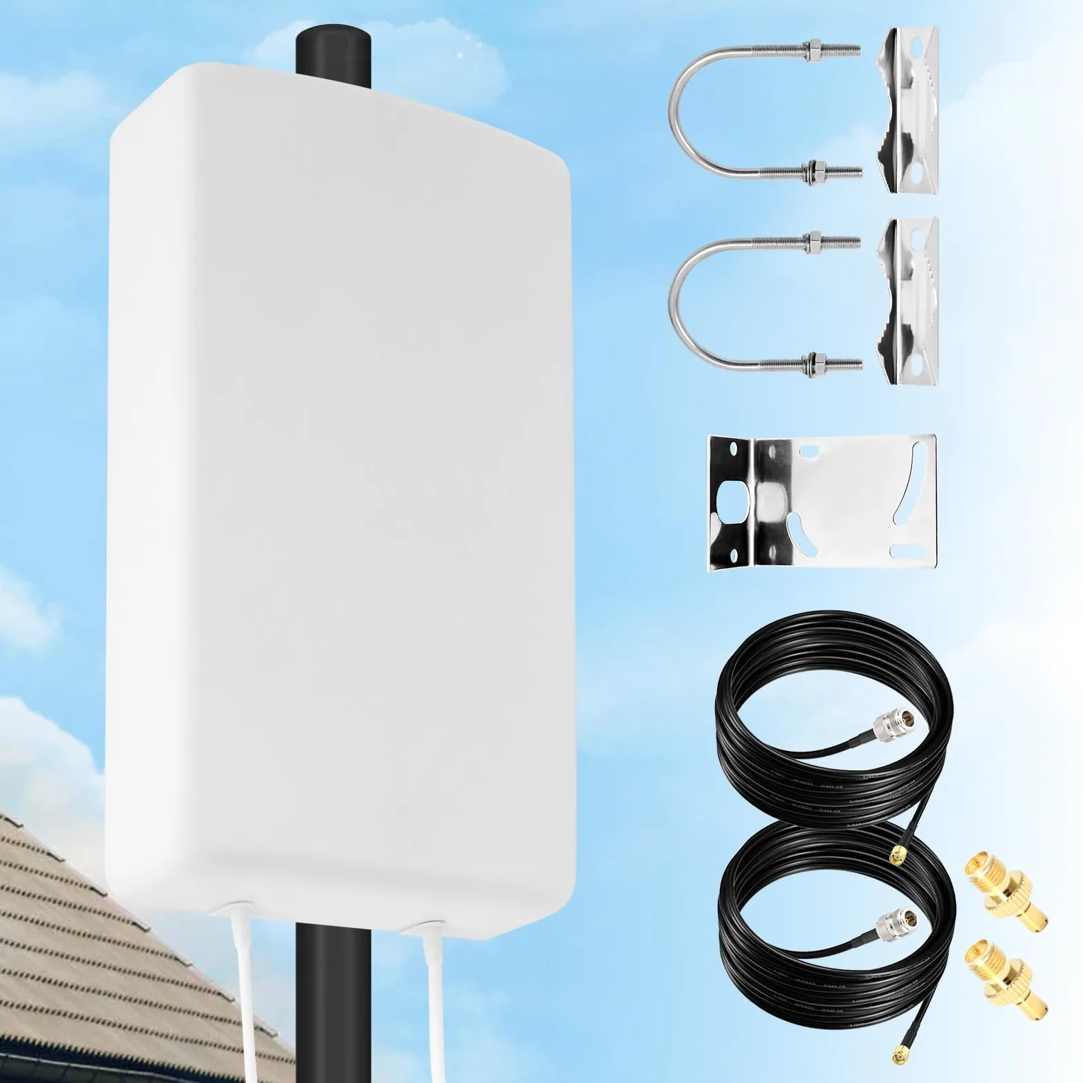 Antenna 4G LTE 5G da Esterno Mimo Logaritmica 698-2700 | 3300-4000 MHz | Guadagno fino 18 dBi compatibile per Router 5G 4G Connettore SMA con TS9 e 2 Cavi a Bassa Perdita da 10M