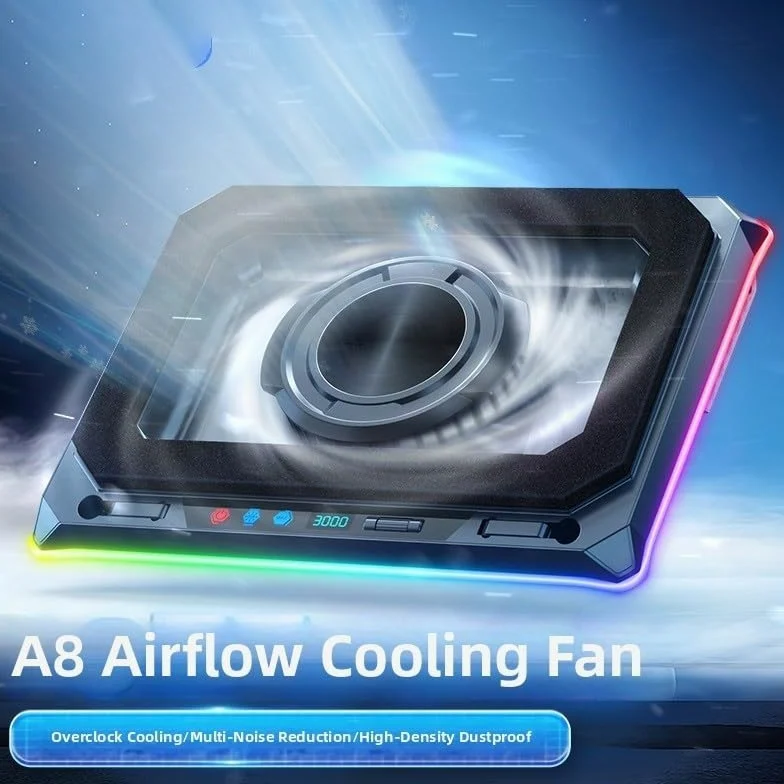 Supporto per Laptop Ventilato RGB con Angolo Regolabile e Hub USB per Gaming su Notebook fino a 21 Pollici(A8)