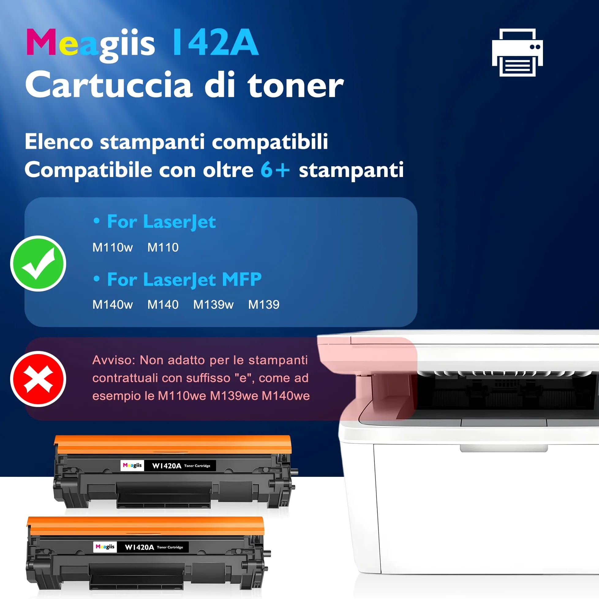 142A Con Chip Cartucce Toner Compatibile per HP 142A W1420A 142X W1420X Toner per HP LaserJet M110w M140w M139w M110 M139 M140 (2 Nero)