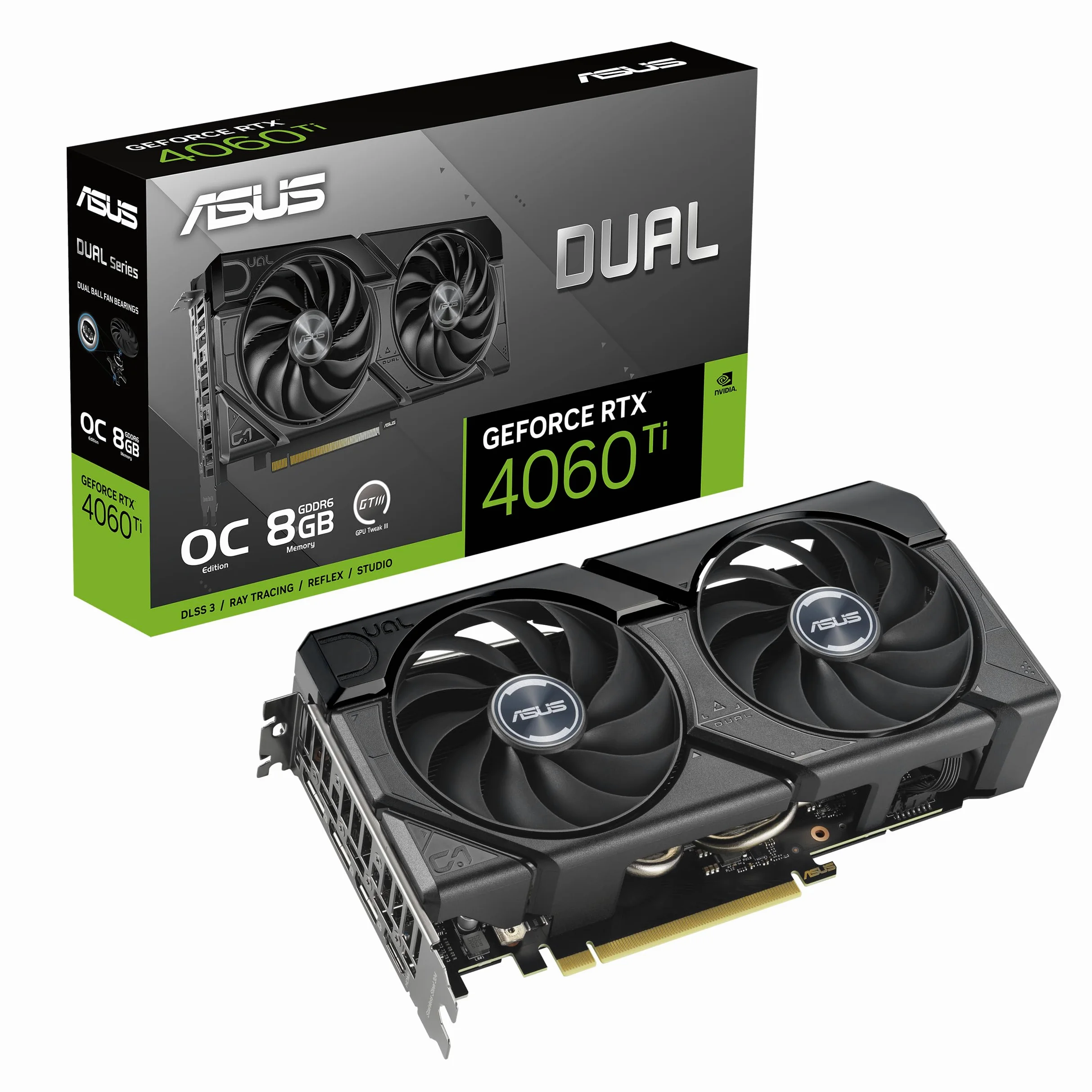 ASUS DUAL NVIDIA GeForce RTX4060 TI EVO OC Edition Scheda Grafica, 8 GB GDDR6 128-bit 18 Gbps PCIE 4.0, GPU Tweak III, DUAL-RTX4060TI-O8G-EVO