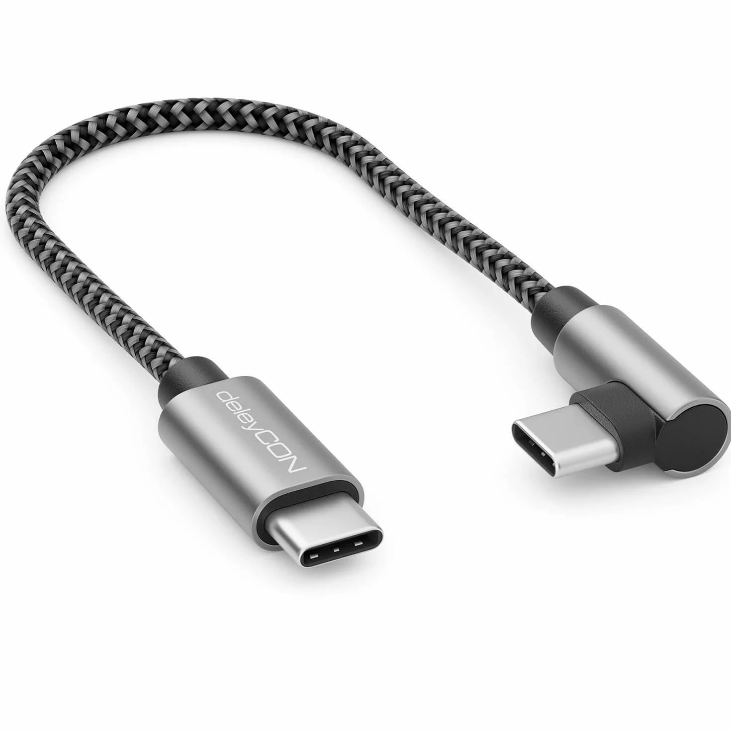 deleyCON USB-C 0,15m 90° Angolato PD3.0 60W Ricarica Rapida Corto 15cm USB-C a USB-C per iPhone 17 16 15 Pro Max Air S26 S25 S24 Pixel iPad Pro MacBook Air Tablet Switch PS5