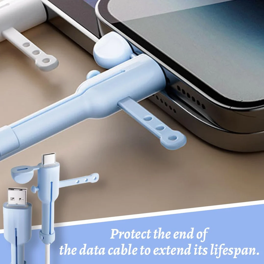 6 Pezzi Proteggi Cavo Cellulare, 2 in 1 Proteggi Caricatore, Gel di Silice Protezione Cavo Caricabatterie con Copertura Antipolvere, Simpatico Protezion Cavo per Cavo USB - C a due estremità