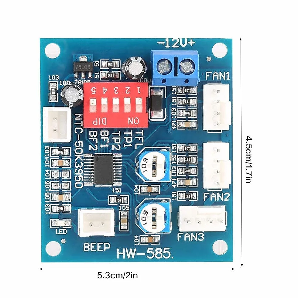 Modulo Regolatore Velocità Ventola PWM, Regolatore Ventola Termostato DC12V a 4 fili con sensore Scheda Regolatore fai-da-te per PC + funzione Allarme Sonda Buzzle