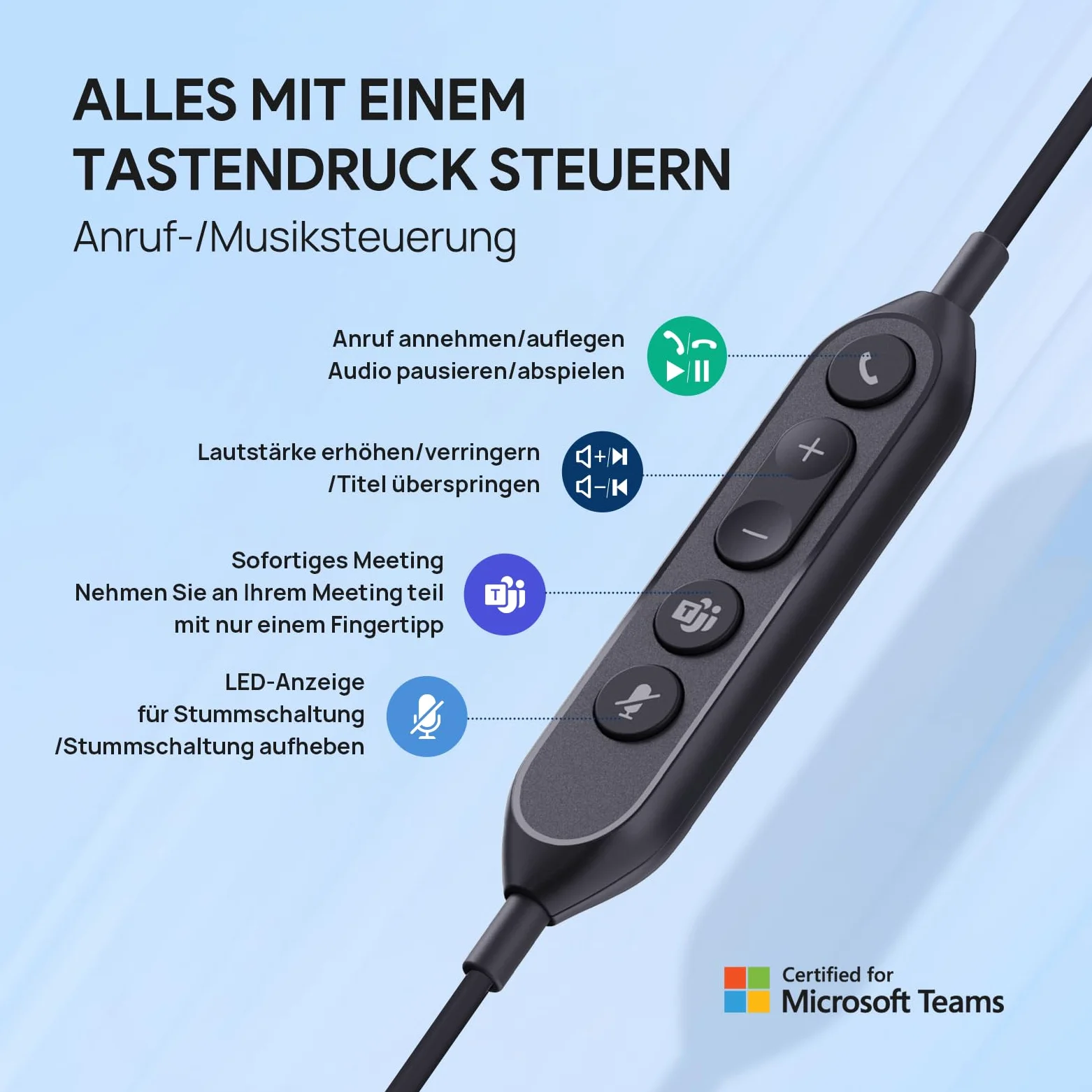 Yealink UH42 Dual Headset USB con microfono di cancellazione del rumore, cuffie stereo cablate con adattatore USB-C/A per PC, laptop, lavoro, ufficio, call center squadre certificate