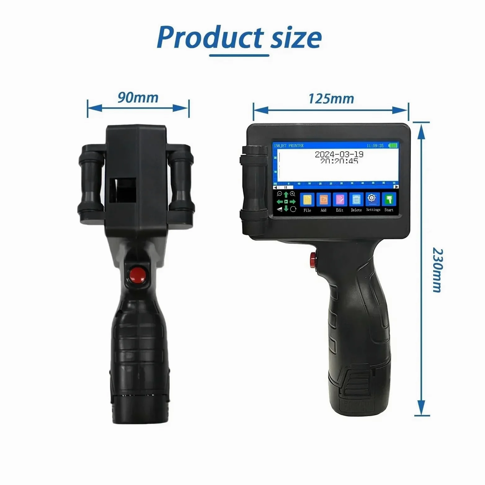 Stampante a getto d'inchiostro portatile 1755PLUS da 12,7 mm, senza inchiostro, stampante for codice a barre QR, logo, data Su Cartone, Legno