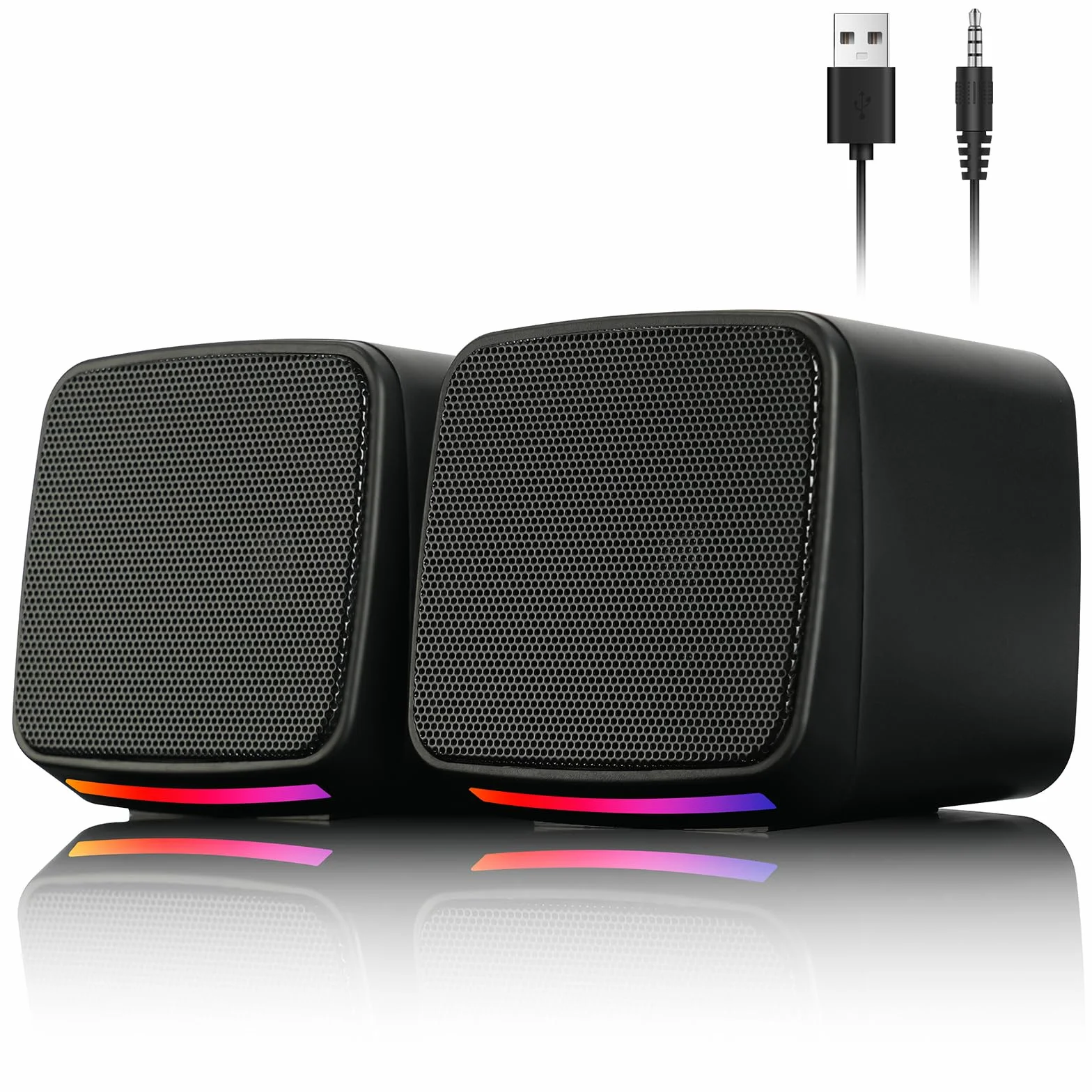 Vicloon Casse PC, Altoparlanti Computer con Ingresso Jack 3.5 mm, Mini Altoparlanti Stereo Compatibili PC/Mac/Smartphone/Tablet, 3W, Alimentazione USB, 1 Paio, Nero