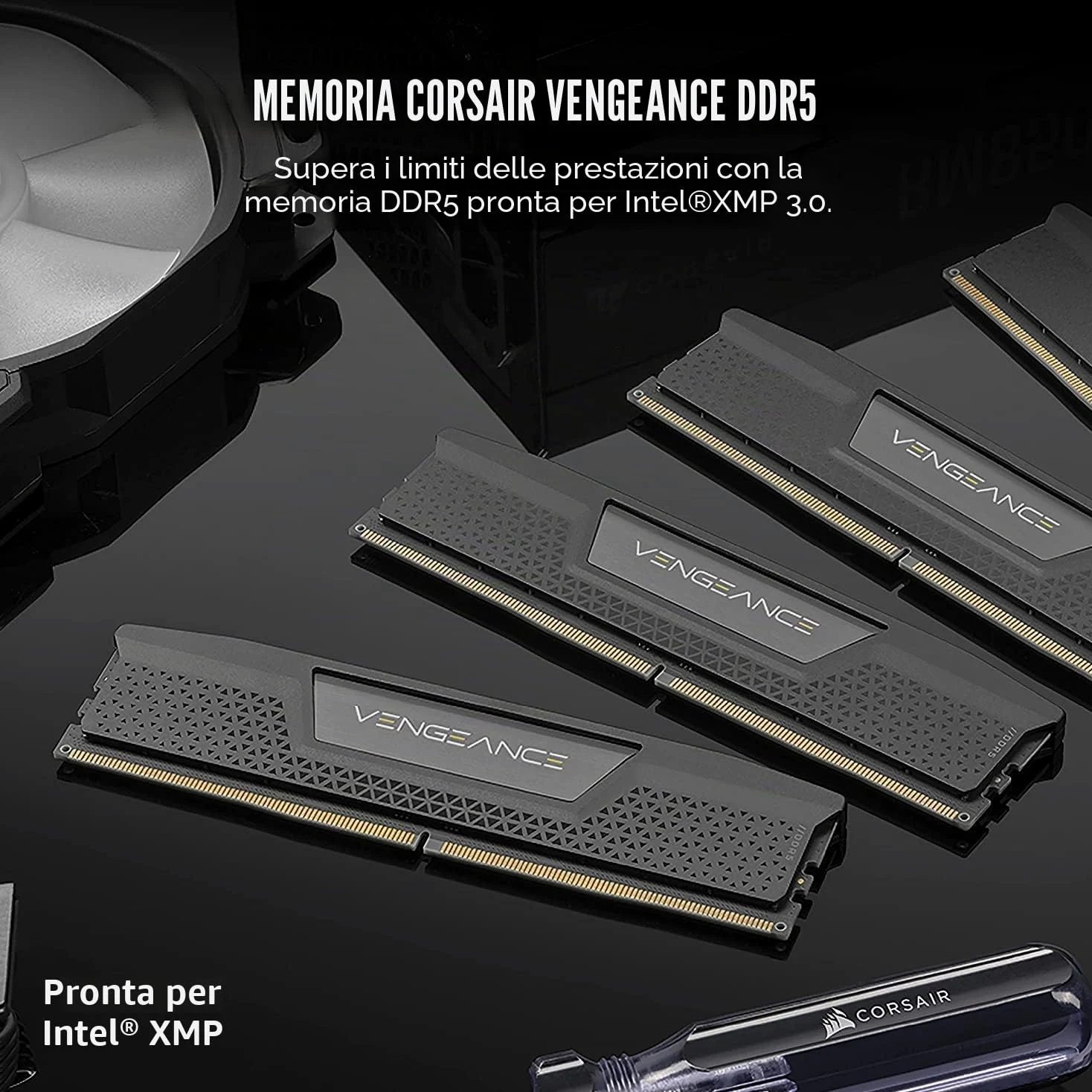CORSAIR VENGEANCE DDR5 32GB (2 x 16GB) Fino a 6800MHz INTEL RAM | Memoria Per Computer Desktop, Compatibile con Intel XMP 3.0, CL40, Nero, CMK32GX5M2B6800C40