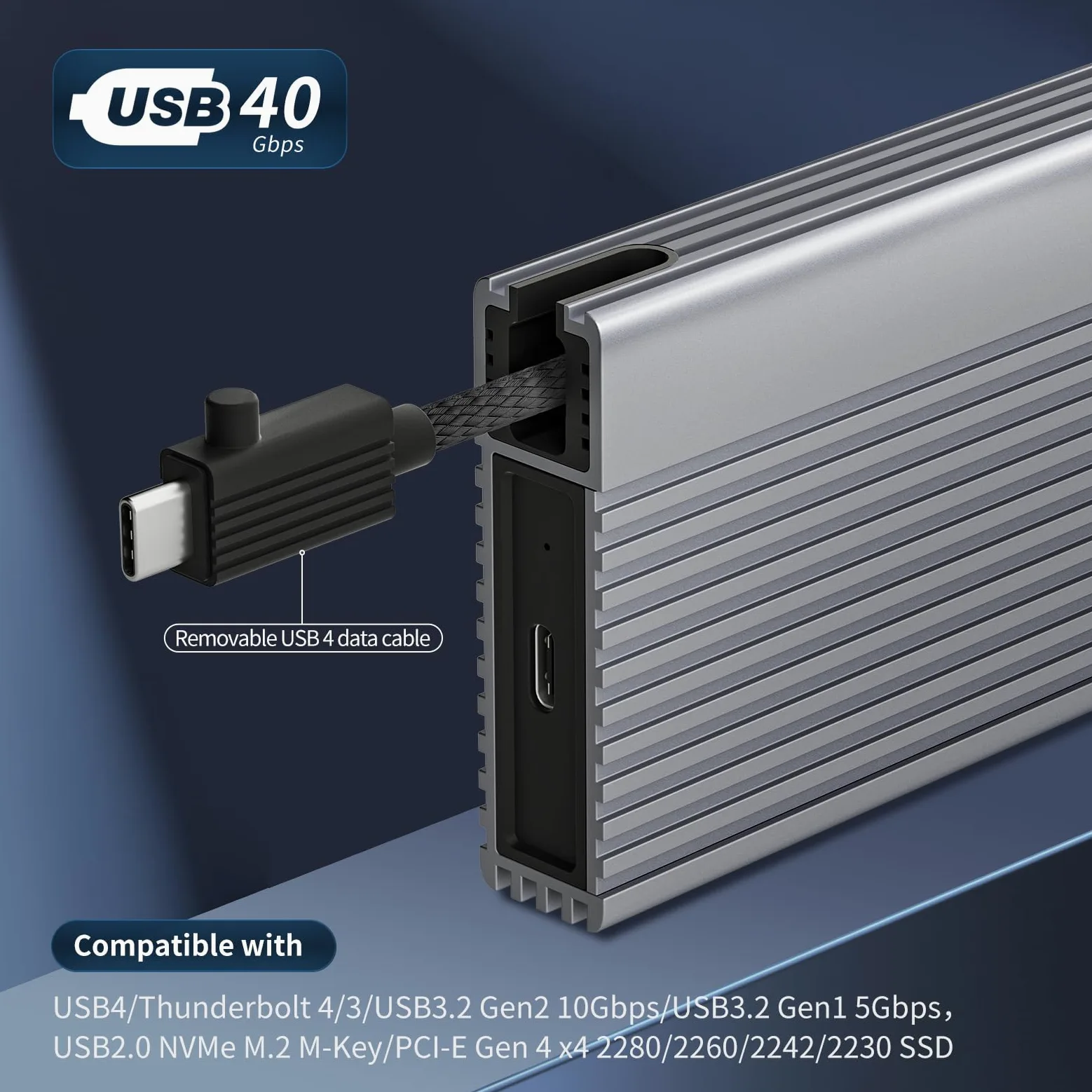 ZIKE Alloggiamento SSD da 40 Gbps M.2 NVMe USB4 fino a 3811 MB/s in alluminio Z666, compatibile con Thunderbolt4 M.2 M-Key 2280, USB4 USB3.2 Gen2/Gen1 PCI-E Gen 4x4