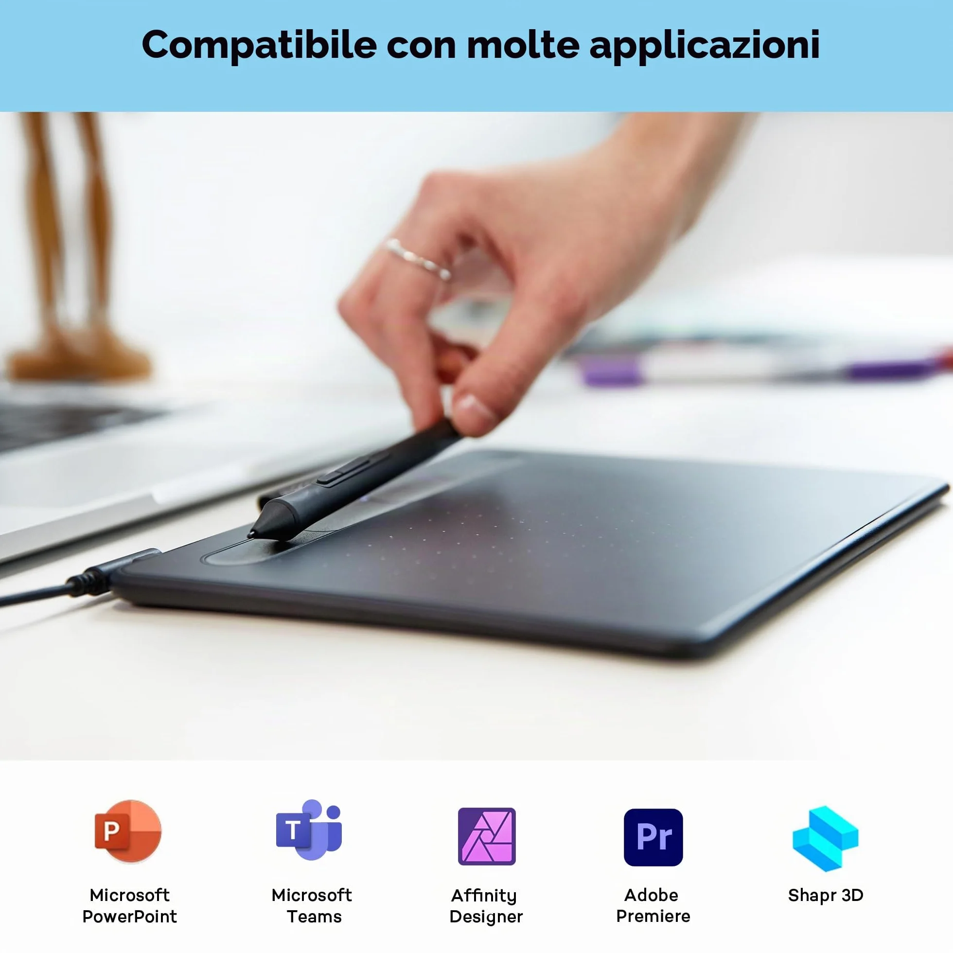 Wacom Intuos Small Tavoletta Grafica – Tablet con Penna per Disegno e Fotoritocco con Penna Sensibile alla Pressione, Nero – Ideale per Lavoro da Casa ed E-Learning