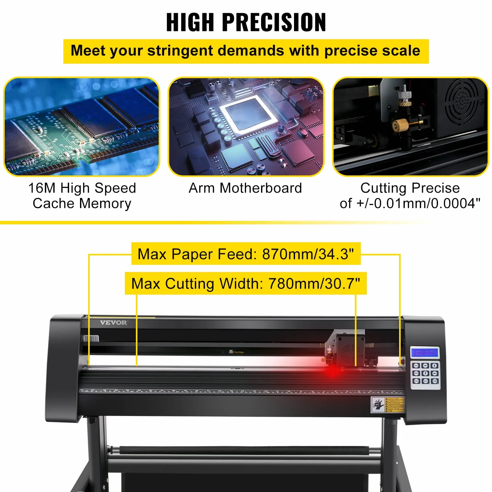 VEVOR Plotter da Taglio Vinile Semiautomatica con Luce Guida a LED, KH-870A 870 mm 95 W Taglierina per Plotter Vinile Signmaster per Adesivi per Auto, Segnali Stradali, Palloncini, Caschi, ecc.