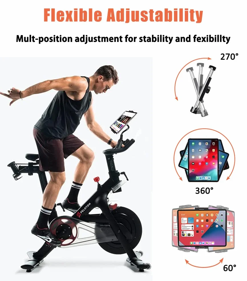 Collo Oca Supporto Tablet Tapis Roulant, Porta Tablet Bicicletta Spinning Cyclette Manubrio con Regolabile 360°, per iPad Pro 9.7 10.5 11 Air Mini, Samsung Tab, Telefono & Tablet 4-11"
