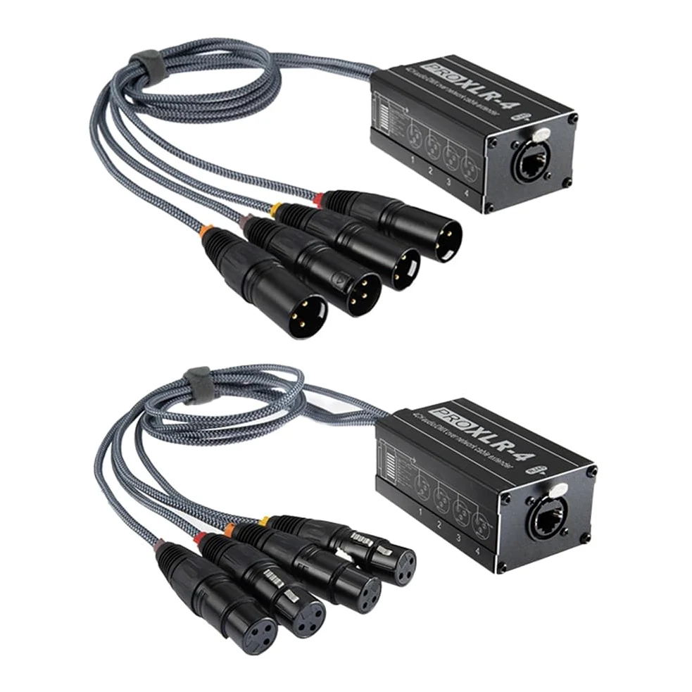XLR maschio/femmina 4 canali Snake 3Pin XLR/to Ethercon RJ45 Cat5/Cat6 Ethernet Extender (1 paio) nero