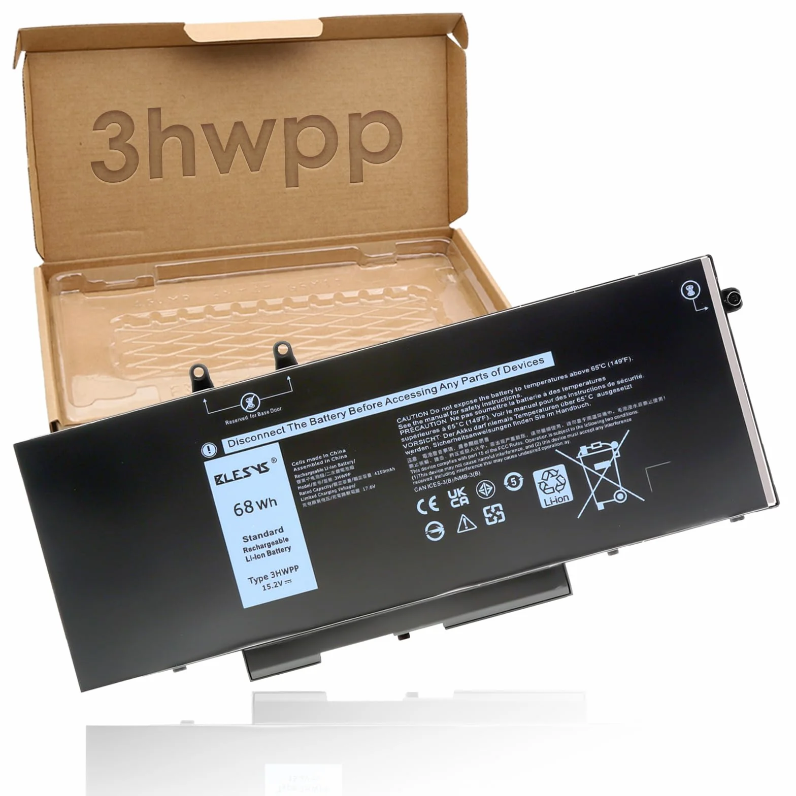 BLESYS 3HWPP Batteria per DELL Latitude 5510 5410 5511 Series [15.2V 68Wh]