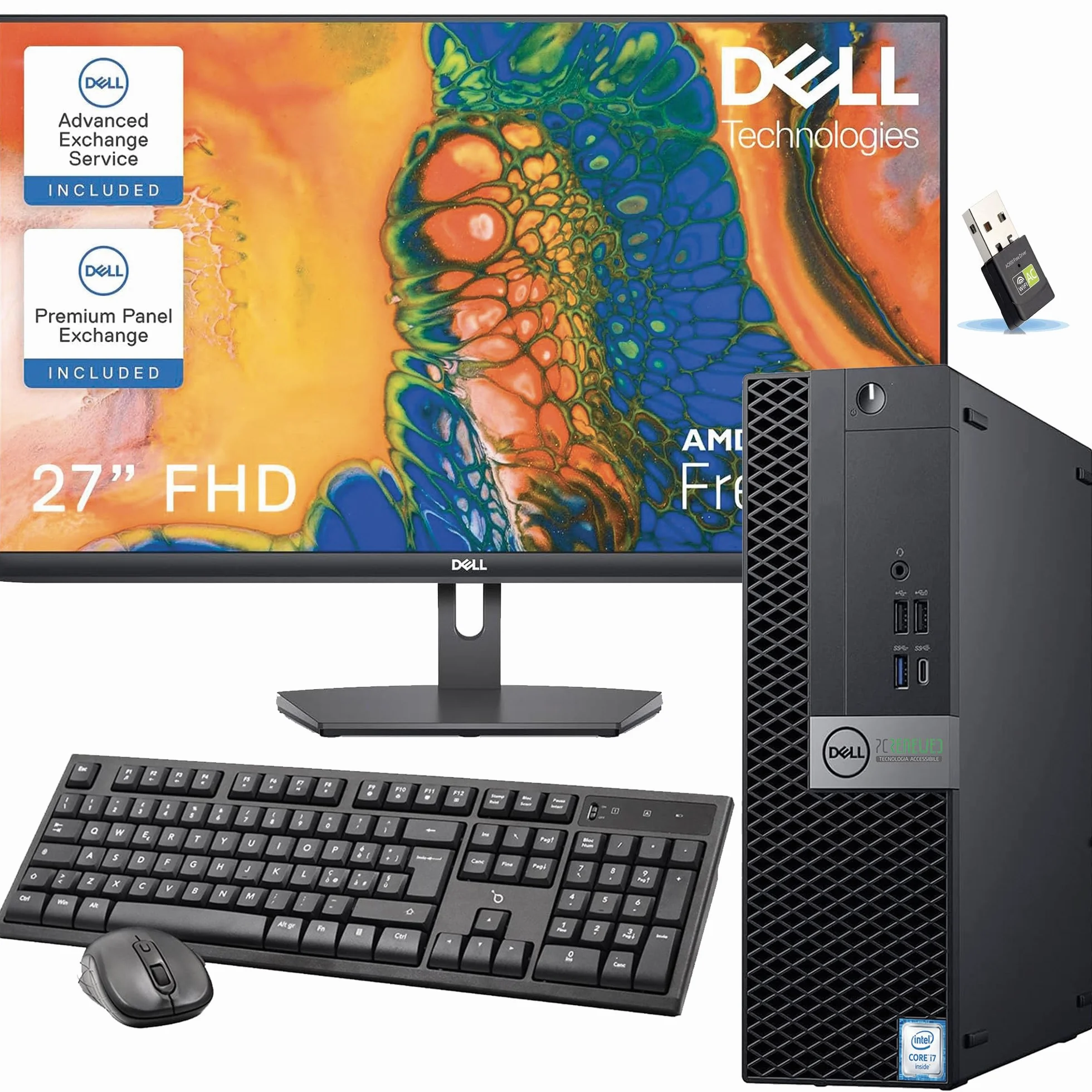 PC Fisso Intel I7 6700 32 GB Ram SSD M.2 512GB HDMI Windows 11 Pro Desktop completo DELL 27