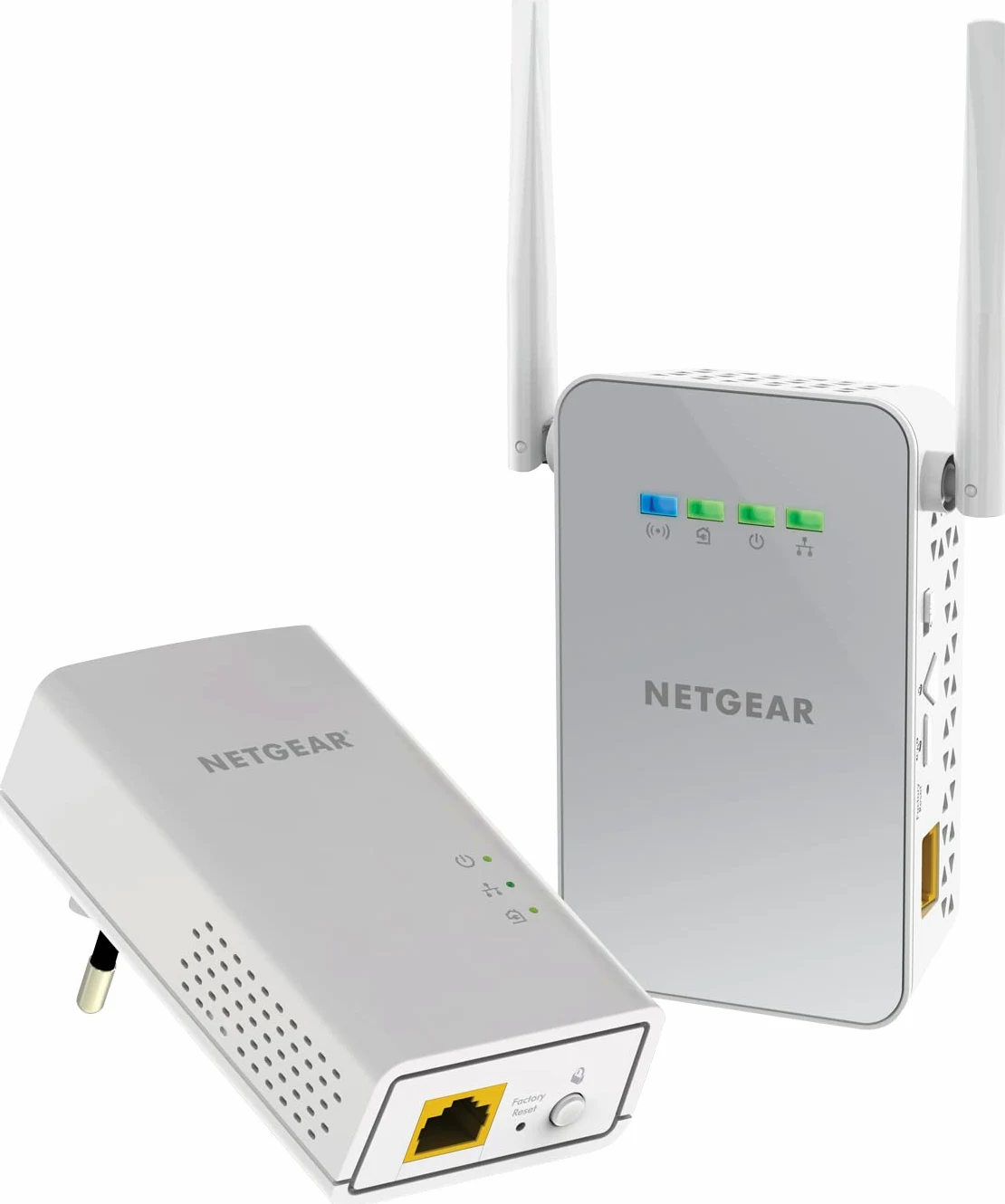 Netgear Plw1000-100Pes Adattatori Powerline Av1000, Wireless Ac Dual Band, 2 Porte Gigabit Totali, 2 Pezzi, Bianco, Ethernet