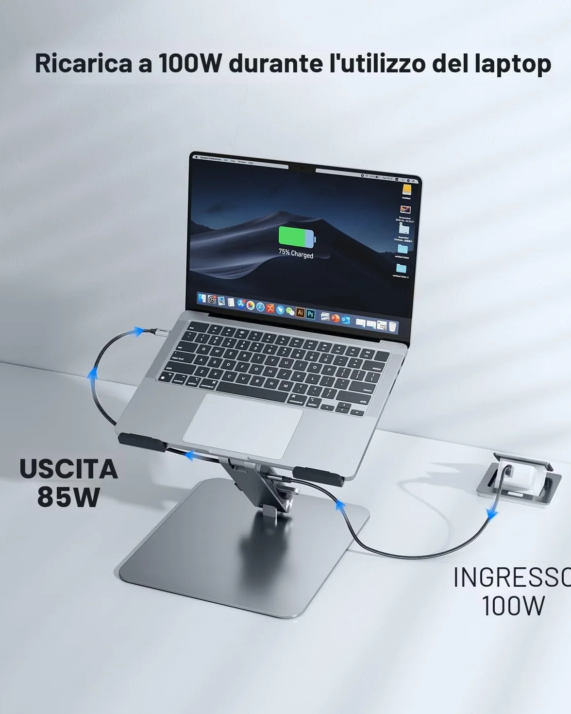BENFEI Supporto per laptop con docking station USB-C 7in1, HDMI 4K@60Hz, 1*SD 1*Micro SD, 100W Power Delivery, 10Gbps 1*USBC 3.2 e 2*USBA 3.2 Compatibile con MacBook Pro/Air, iPad Pro, XPS, ThinkPad