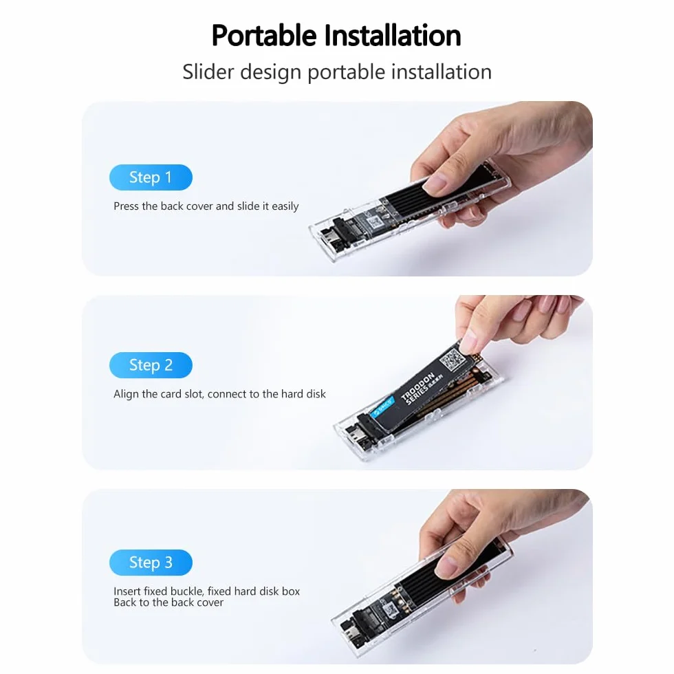 Case ssd M.2 nvme ssd usb case nvme,adattatore ssd m2 nvme usb lettore hard disk esterno USB 3.1 Gen2 ssd case per PCIe M-Key SSD 2230/2242/2260/2280 con UASP adattatore m2