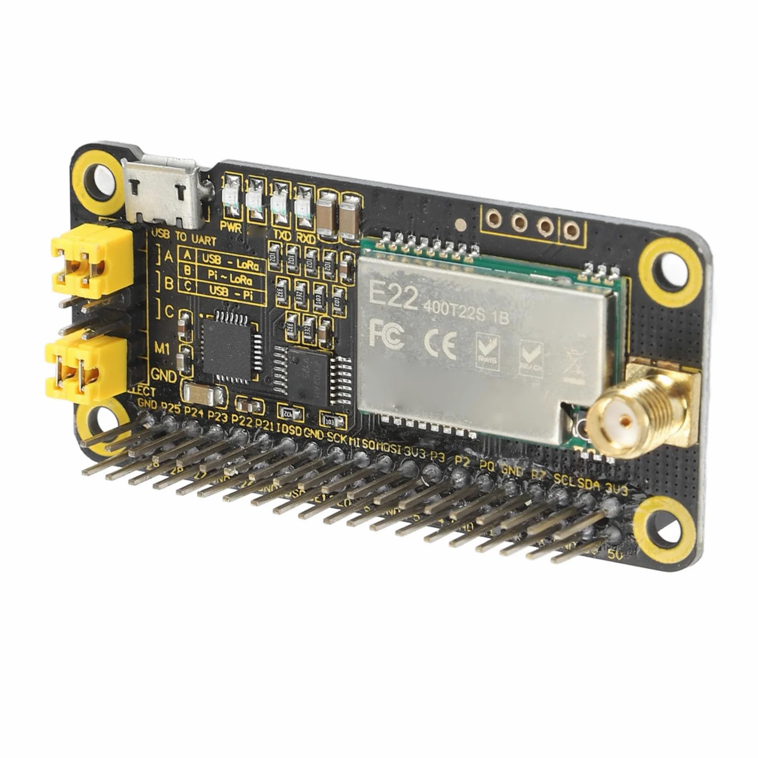 Fabater Lora Hat SX1268, Modulo Wireless da 5 Km, Basso Consumo Energetico con Interfaccia UART per la Comunicazione