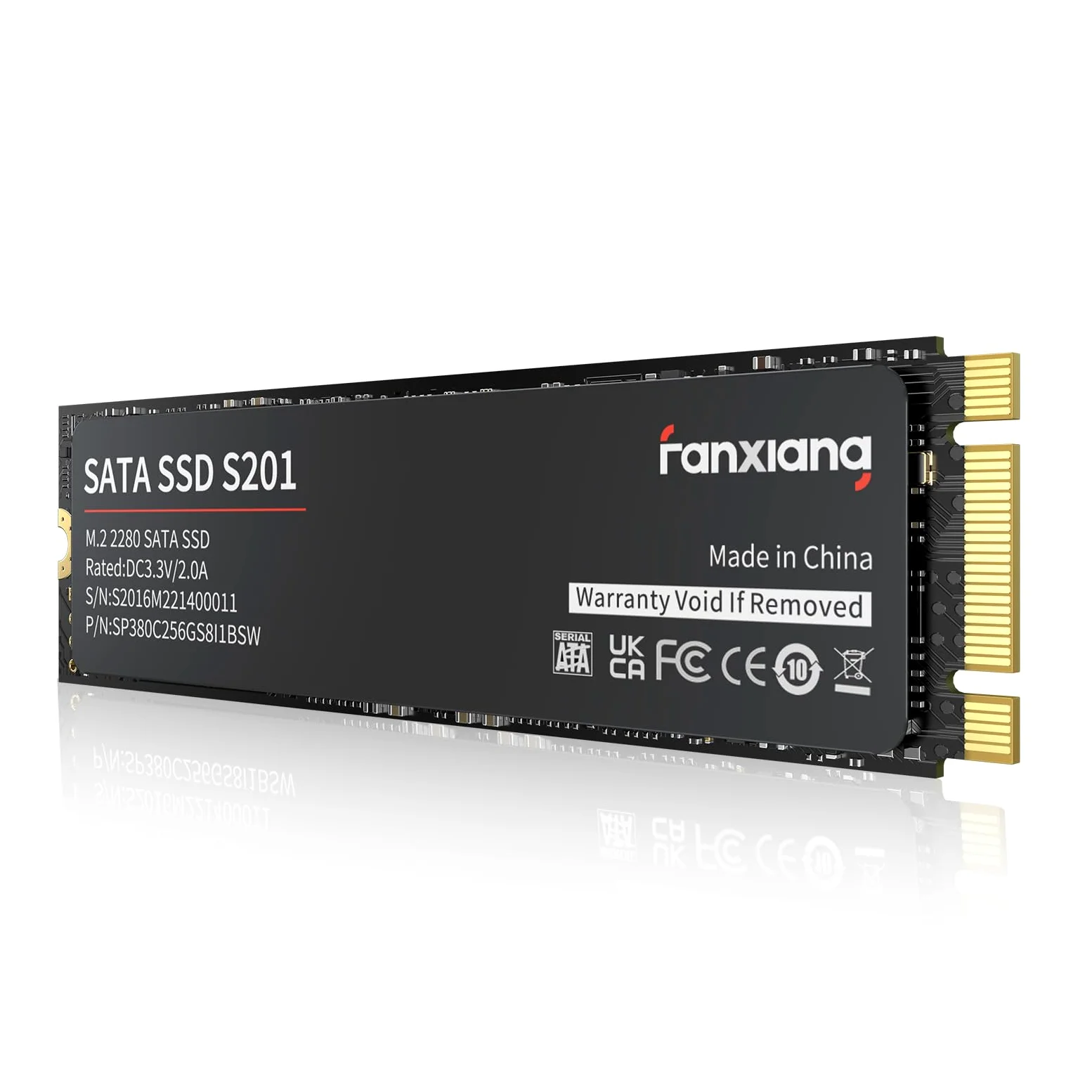 fanxiang S201 SSD SATA 128GB, M.2 2280 SATA Hard Disk SSD Interno, Cache SLC 3D NAND, Fino a 550 MB/s - Compatibile con Computer Portatili e Computer Desktop
