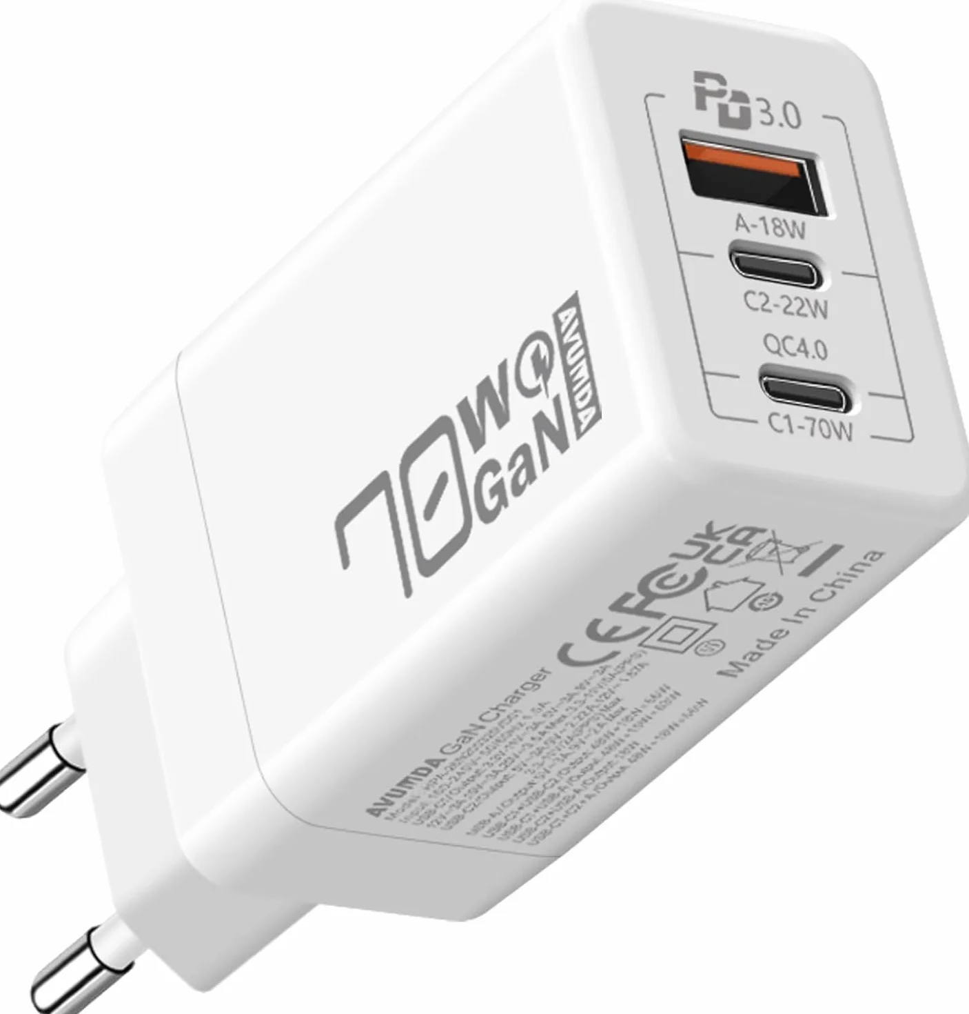 Caricatore USB C PD3.0 GaN Rapido Alimentatore 3 Porte per MacBook Pro Air M1 M2 Dell XPS iPhone iPad Pro Air Google Pixel Samsung Galaxy S23 Ultra Plus S22 Steam Deck