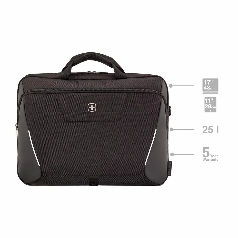 Wenger, XE Brief 17, 17" Laptop Briefcase with Tablet Pocket, Black, Rete digitale, 15,6", Casual