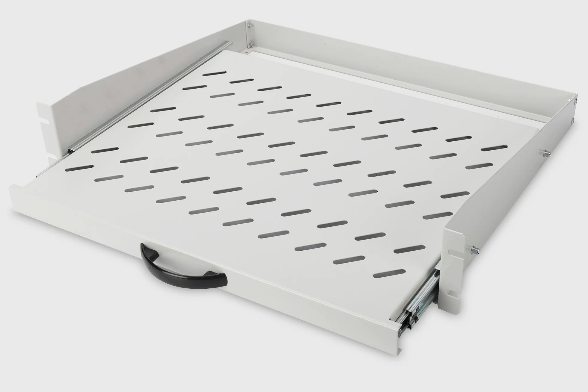 DIGITUS Ripiano Estraibile - 19 Pollici - 2U - Montaggio Frontale - Portata 30 kg - per armadi di Rete e Server - A Partire da 450 mm di profondità dell'Armadio - Grigio