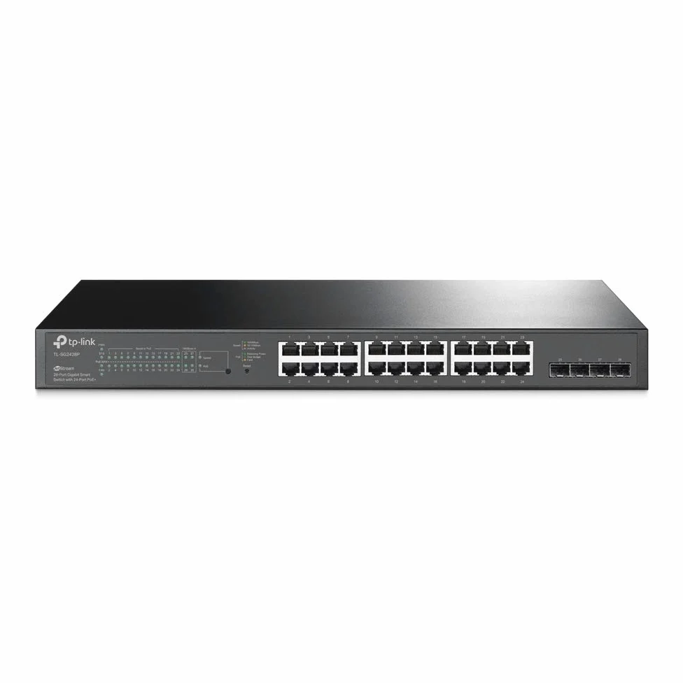 TP-Link TL-SG2428P JetStream Smart Switch Gigabit a 28 porte con PoE a 24 porte, 4 slot SFP (budget da 250 Watt, gestione centralizzata del cloud Omada SDN e monitoraggio intelligente)