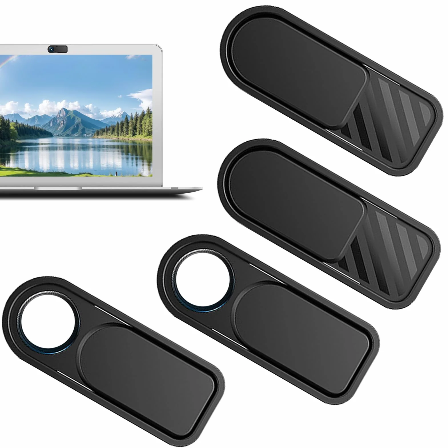 4 Pezzi Copertura Webcam, Copri Webcam per Privacy della Camera del Laptop e del Telefono, Protezione per la Privacy, per Laptop, Computer Portatile, Phone, Tablet, Smartphones, Noteboook (Nero)
