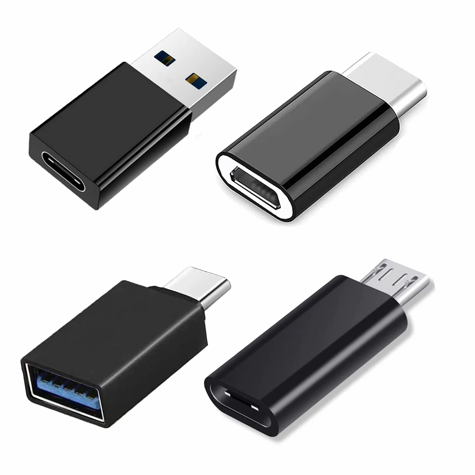 Adattatore USB C a USB 3.0 OTG [4 pezzi], , Adattatore USB C a Micro USB, Trasferimento Dati per MacBook, Phone 13 12, Galaxy S9