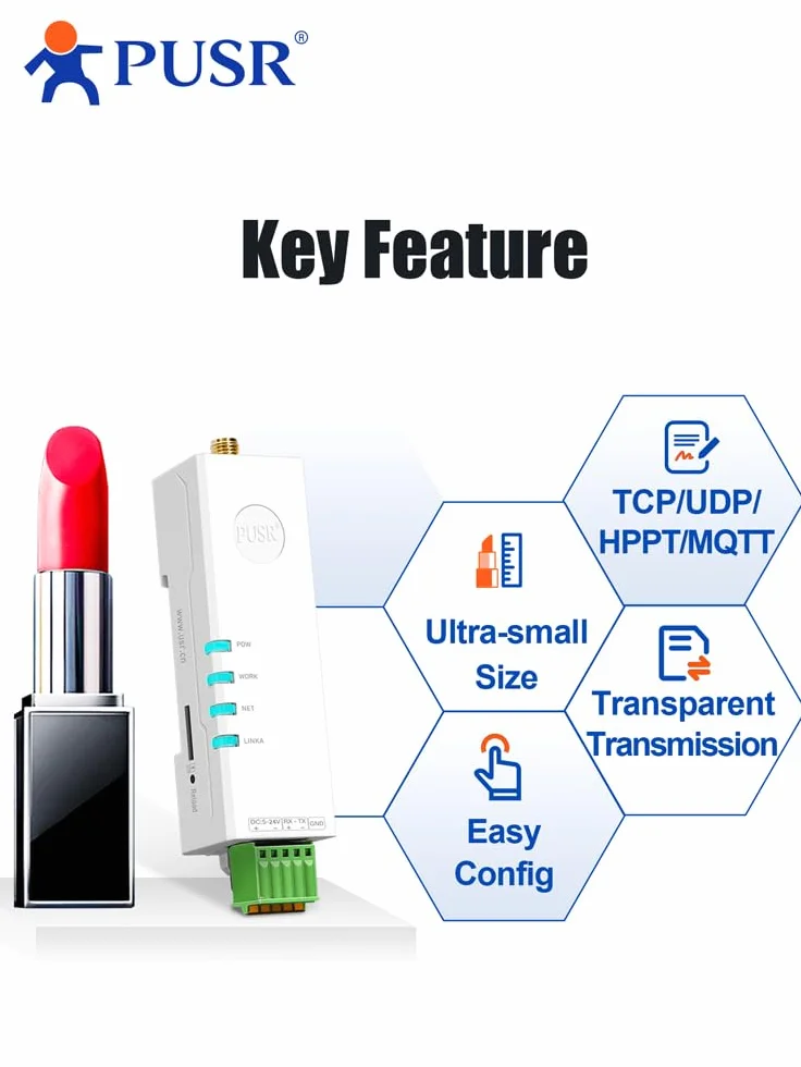 Montaggio su guida DIN Rossetto Taglia 4G Modem RS485 a Cellular Modbus Gateway Cat1 1* RS485 MQTT SSL USR-DR154-E Versione EUR (Modem 4g)