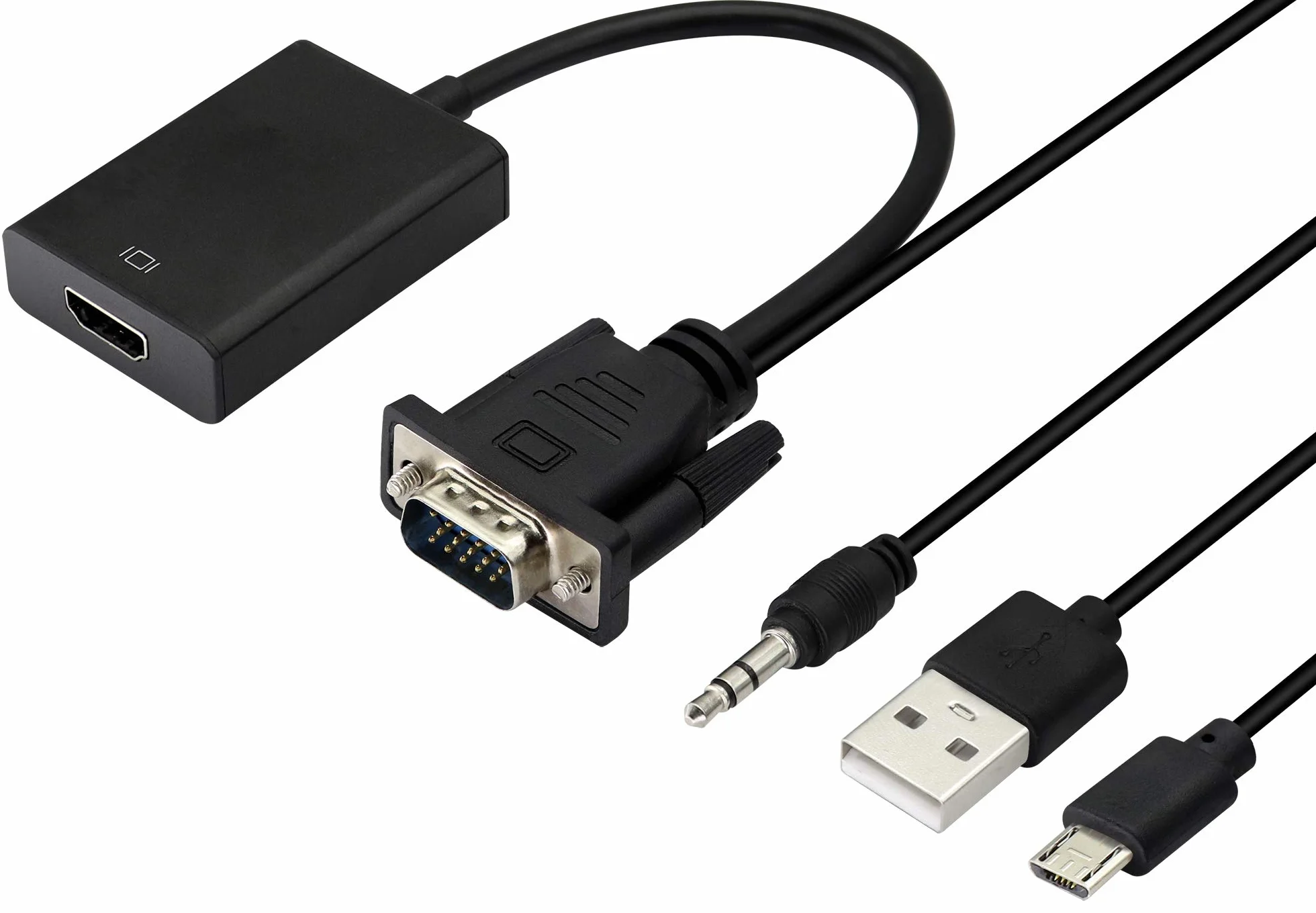 Uscita Adattatore da 1080P VGA Maschio a HDMI Femmina audio video con audio da 3,5mm e cavo Micro USB,Compatibile con computer, laptop, proiettore, PC, DVD, HDTV, monitor.(VGA M/F)