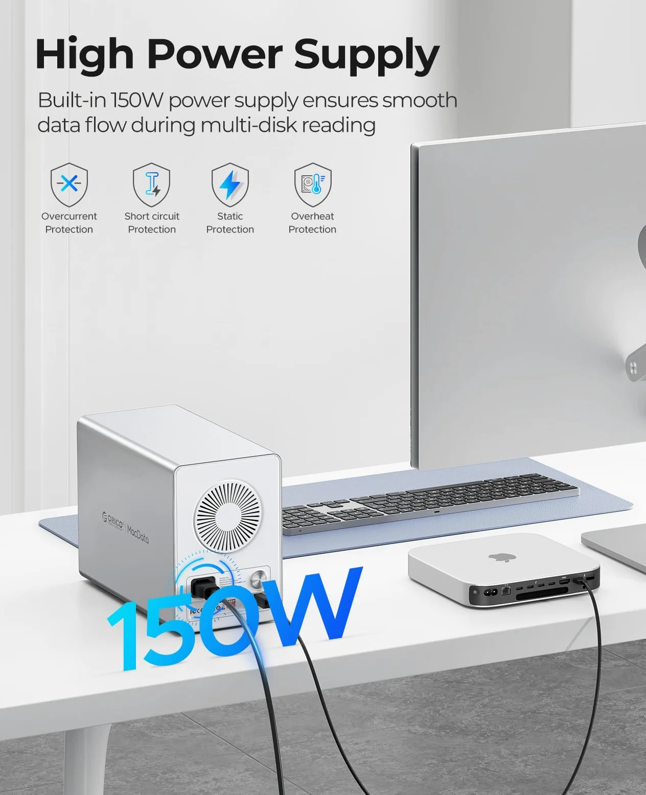 ORICO 5BIG RAID Enclosure per disco rigido SATA HDD/SSD da 2,5/3,5 Pollici fino a 5 x 22TB, Alluminio USB 3.0 Docking Station per Hard Disk, Supporta RAID 0/1/5/10/PM (9958RU3)