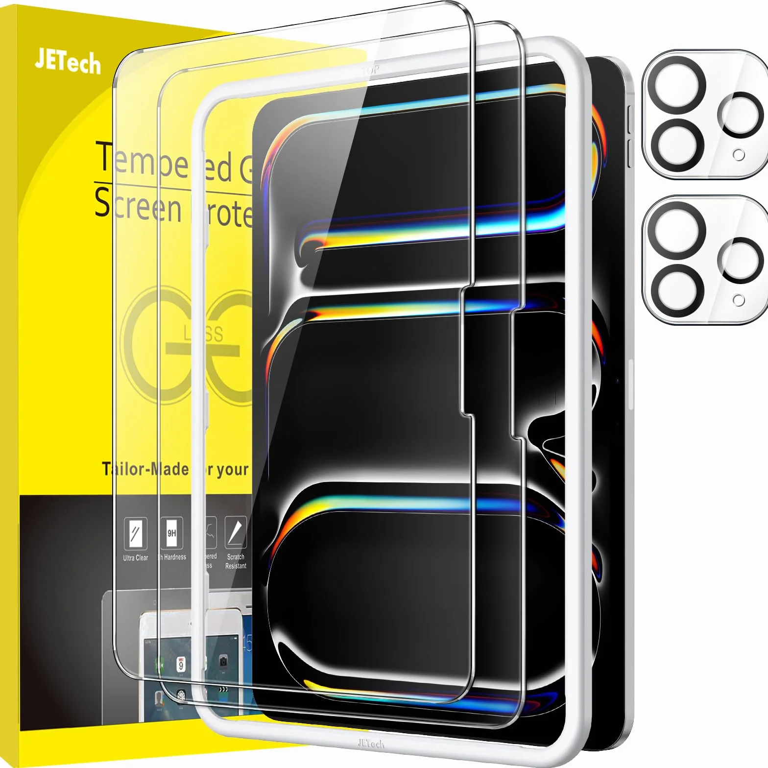 JETech Pellicola Protettiva per iPad Pro 11 Pollici M5/M4 2025/2024 Vetro Temperato con Protezione Obiettivo Fotocamera, 2 Pezzi