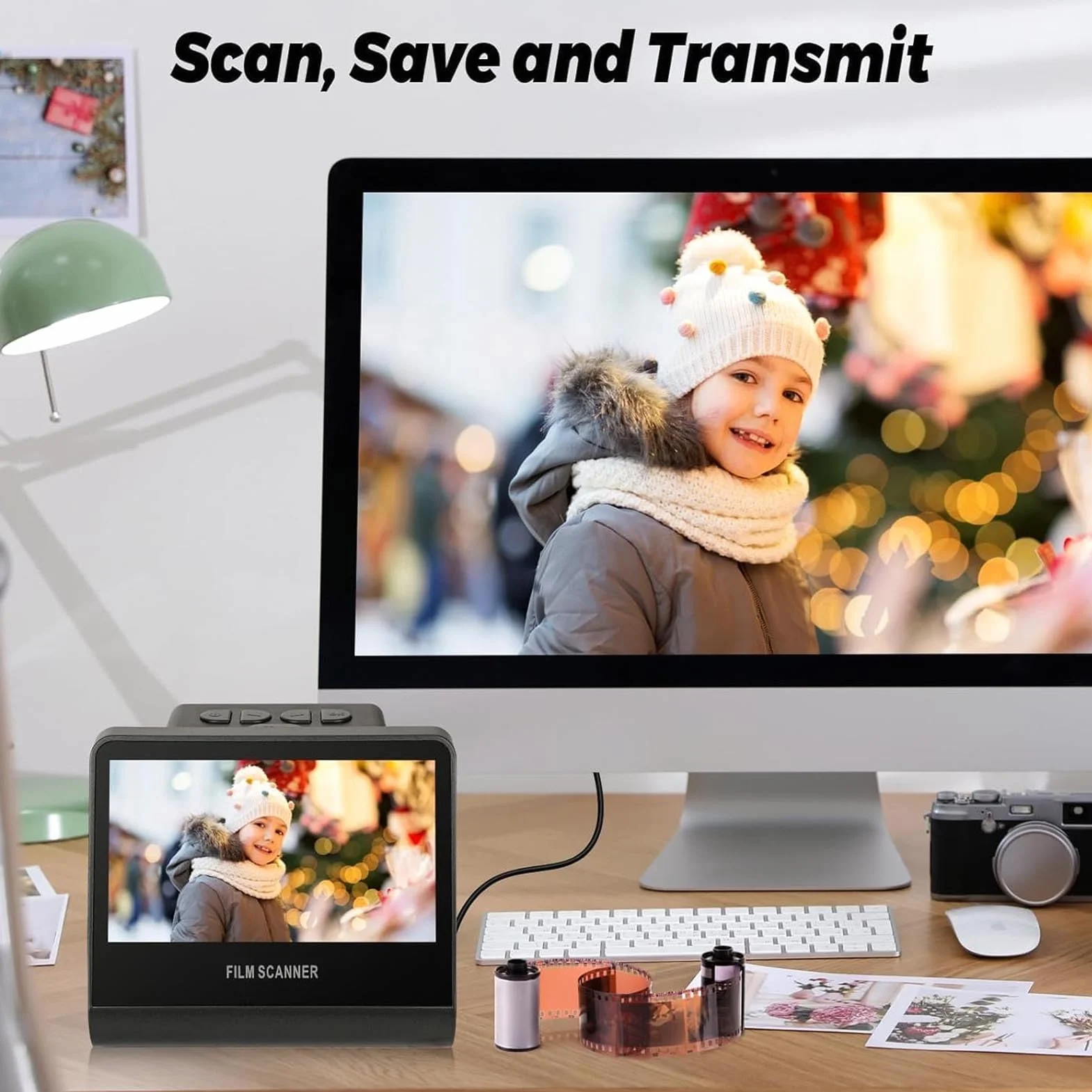 Scanner per Diapositive e Negativi 22 MP con Schermo LCD da 5 Pollici e Memoria Interna da 16 GB per Convertire Vecchie Foto in JPEG