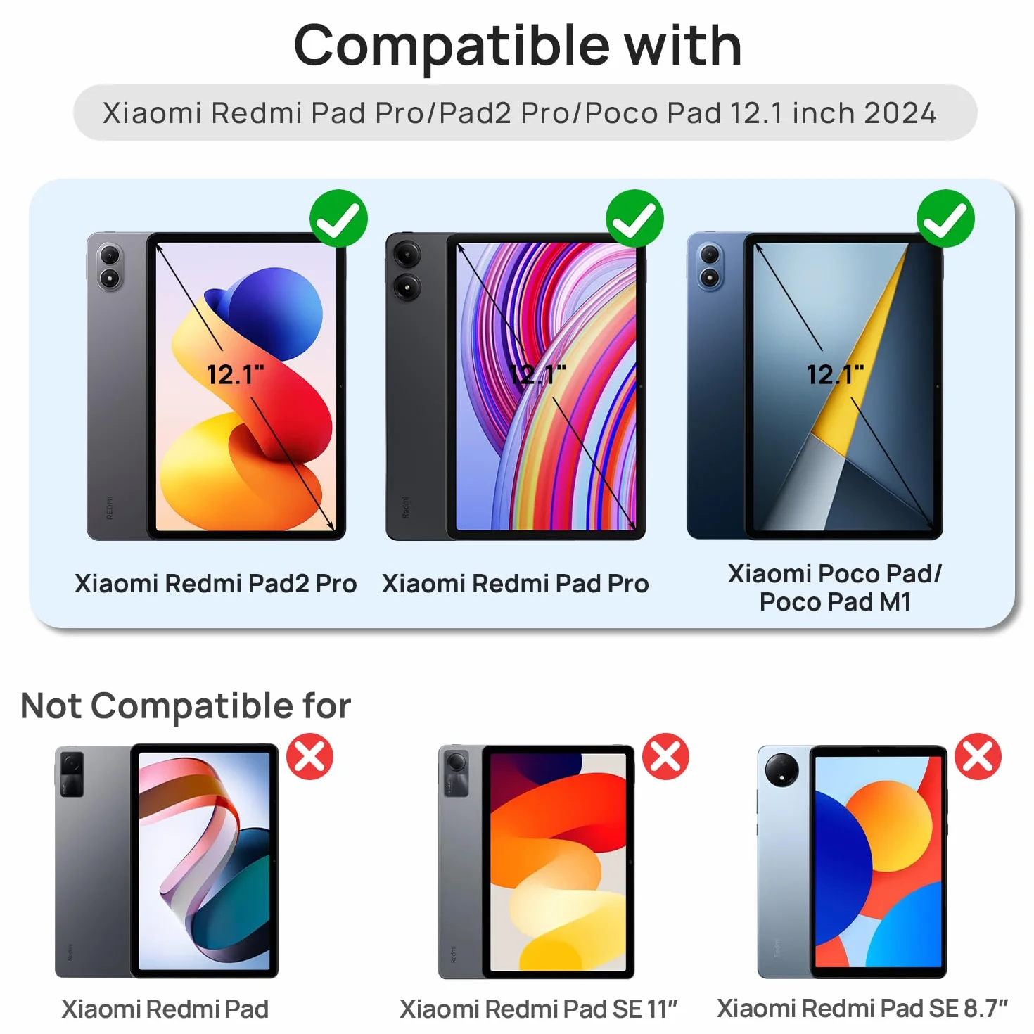 2 Pezzi Pellicola Protettiva per Xiaomi Redmi Pad Pro 5G/4G/Redmi Pad 2 Pro/POCO Pad 12.1 Pollici, Vetro Temperato 9H Antigraffio