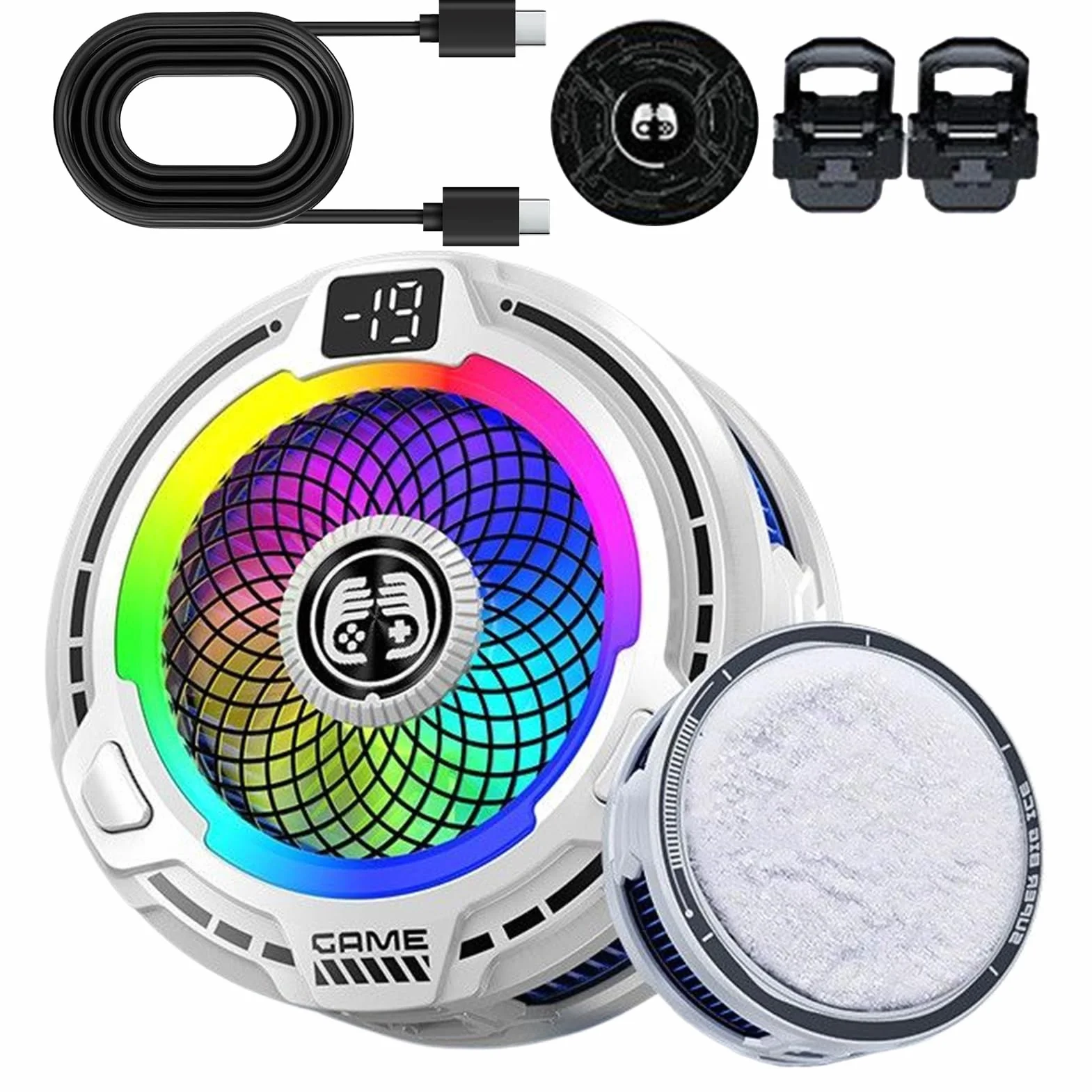 Dissipatore per Telefoni, Ventola Magnetica 30W Per Cellulare, di Raffreddamento Portatile a Velocità Regolabile per Live Streaming Smartphone Giochi Estivi Tablet Vlog in Clima Caldo