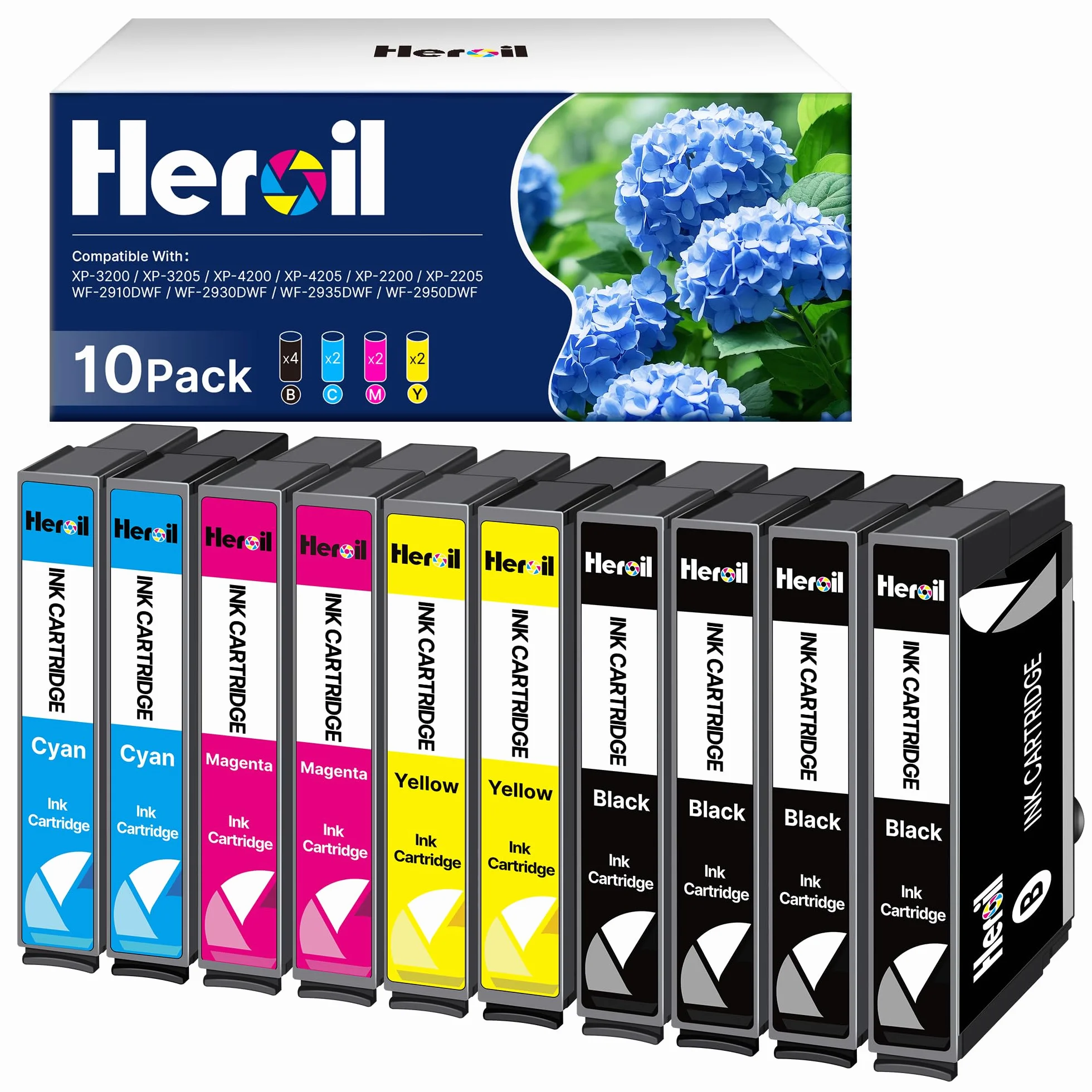 Cartuccia d'inchiostro per 604XL Compatibile per Epson Cartucce per Expression Home XP-2200 XP-4200 XP-3200 XP-3205 XP-2205 Workforce WF-2910 WF-2930 WF-2950 (10 Pack)