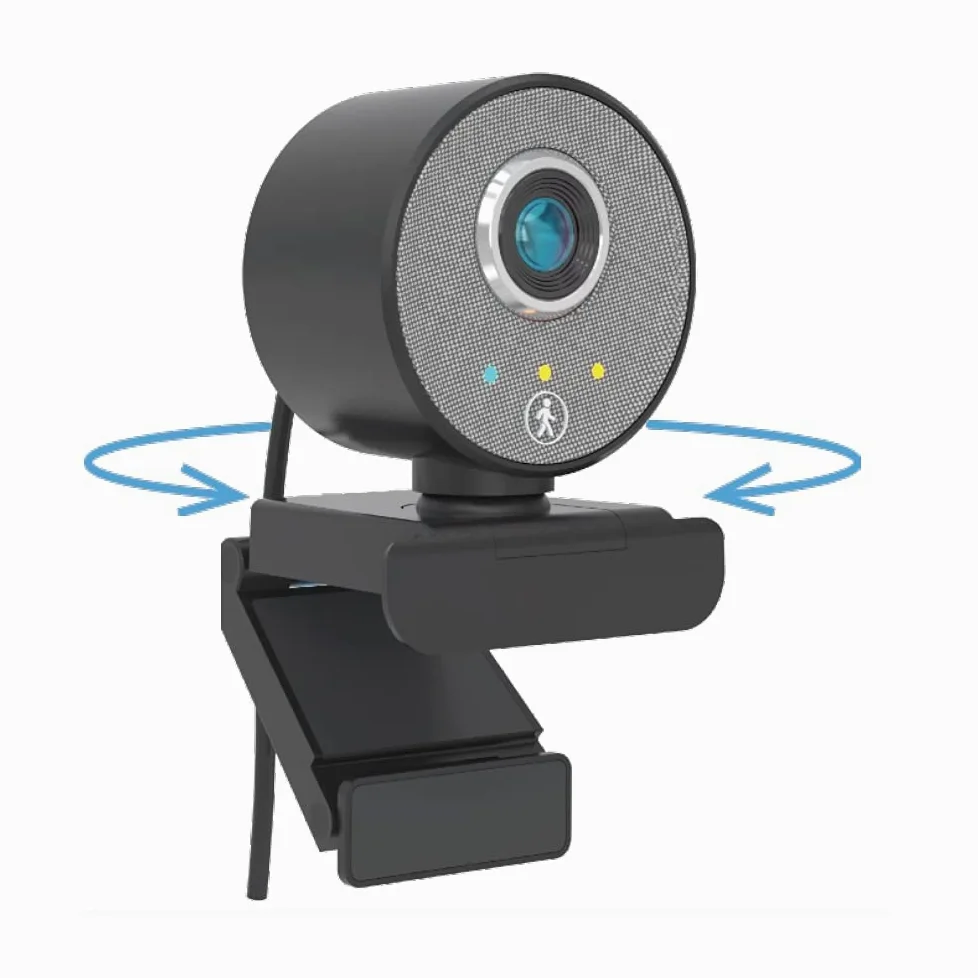Midland – Webcam PC Follow-U con Microfono Integrato, 360° Cam con Live Tracking, Videocamera Full HD per Streaming, Podcast e Videoconferenze, Compatibile con Tutti i Dispositivi con USB