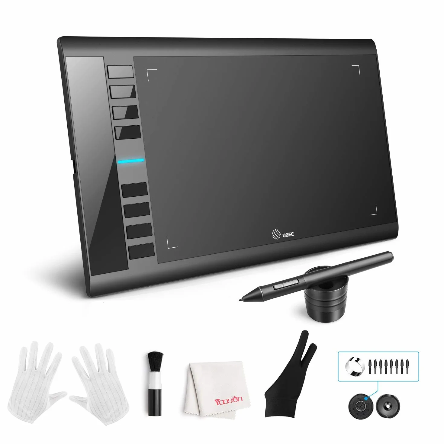 Ugee M708 Tavoletta Grafica Con Schermo, 10 x 6 Tavoletta da Disegno di Grandi Dimensioni per Win11/10/8/7 e Mac OS Chromebook Designer per Artisti Dilettanti Hobbisti Home Office ed E-Learning