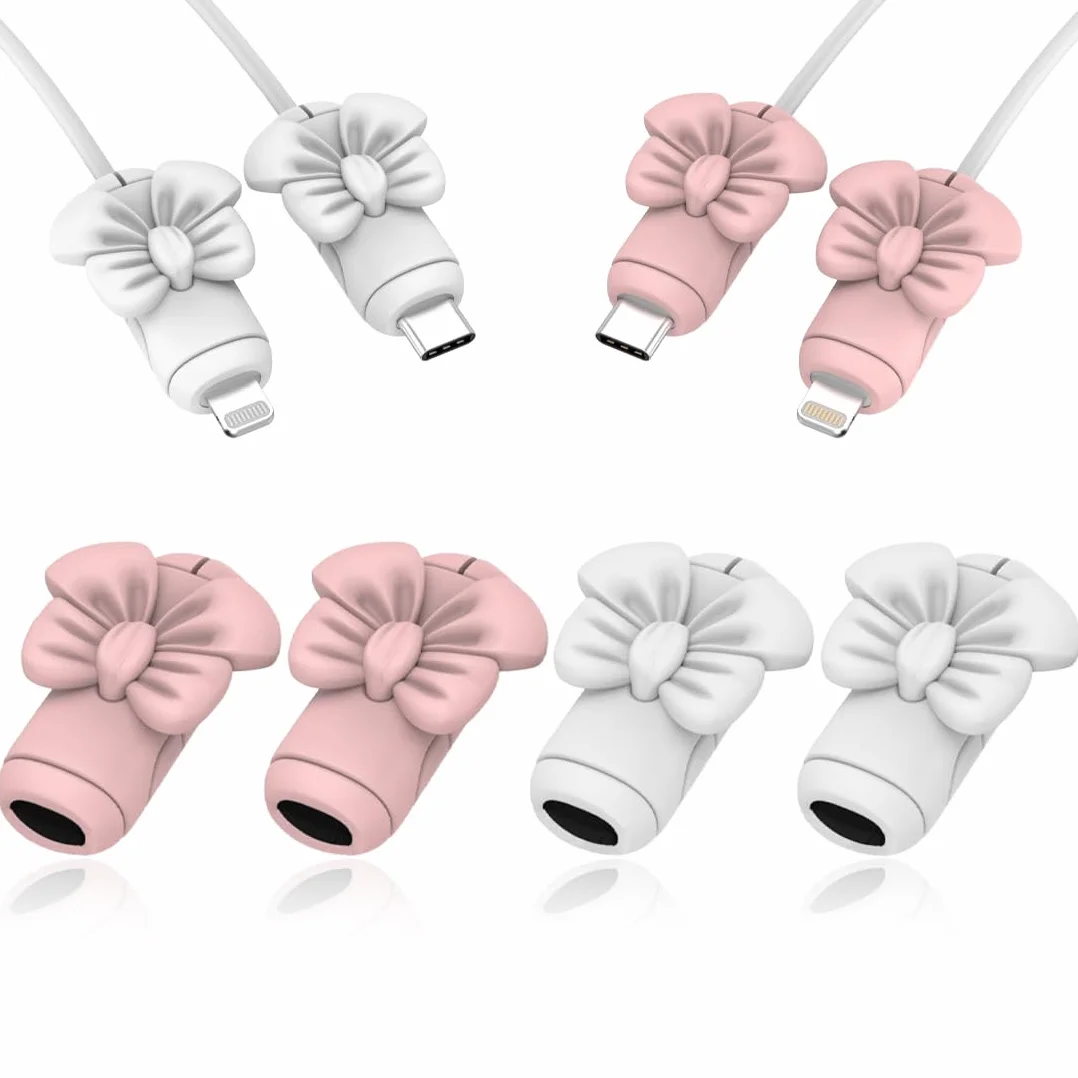 2 Paia Proteggi Cavo Cellulare, Proteggi Cavi, Cable Protector, Gel di Silice Protezione Cavo Caricabatterie, Simpatico Protezion Cavo (A)