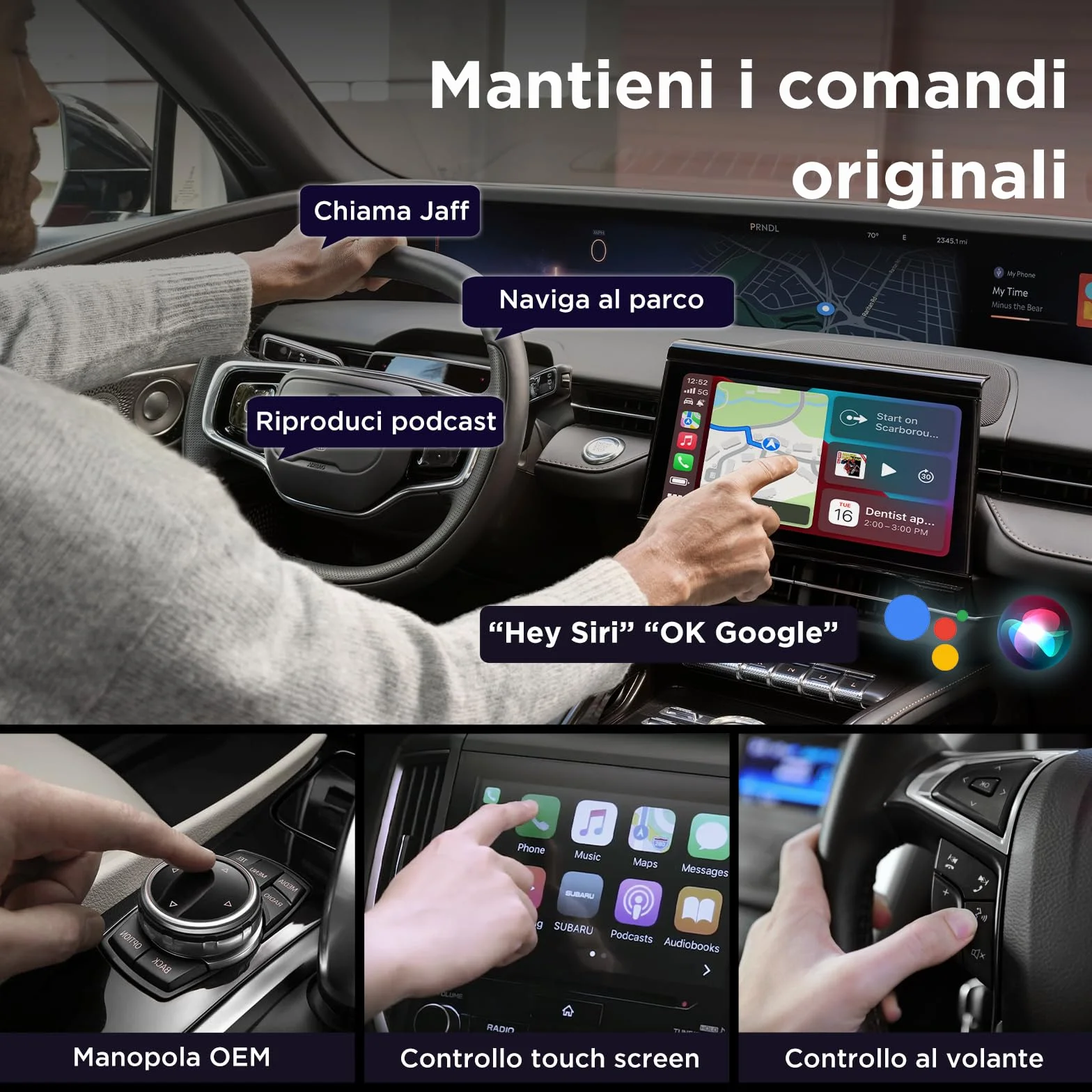 MSXTTLY Adattatore Android Auto Wireless, Carplay Wireless per iPhone 17-12 & Android 11+, Bluetooth 5.3, Dual Core WLAN 5.8GHz, Veloce e Stabile
