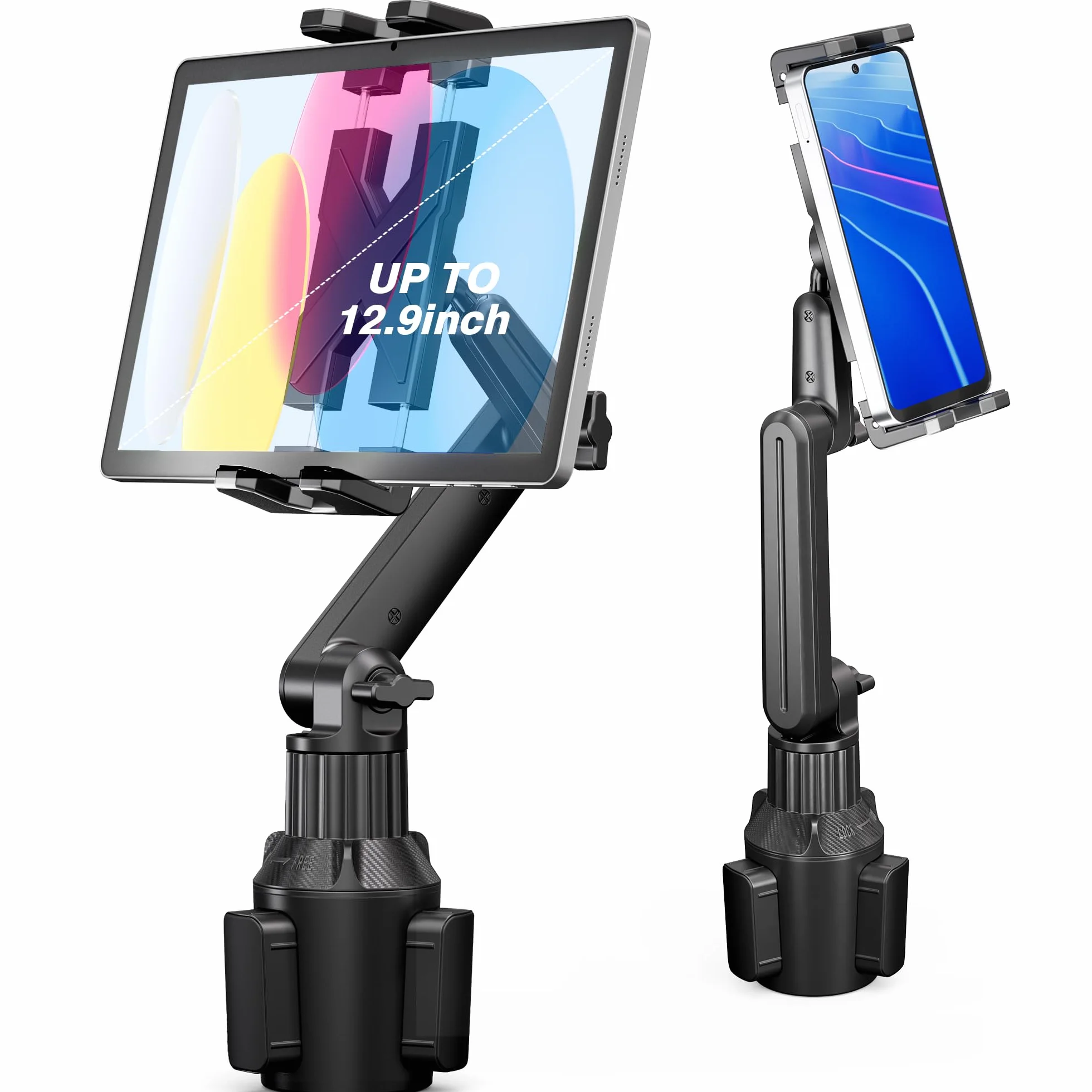 Supporto per Tablet da Auto con Braccio Regolabile 15 pollici per iPad iPhone 4,7-13" iPad Pro Air Mini Fire Galaxy S25 S24 Z Fold 6 5