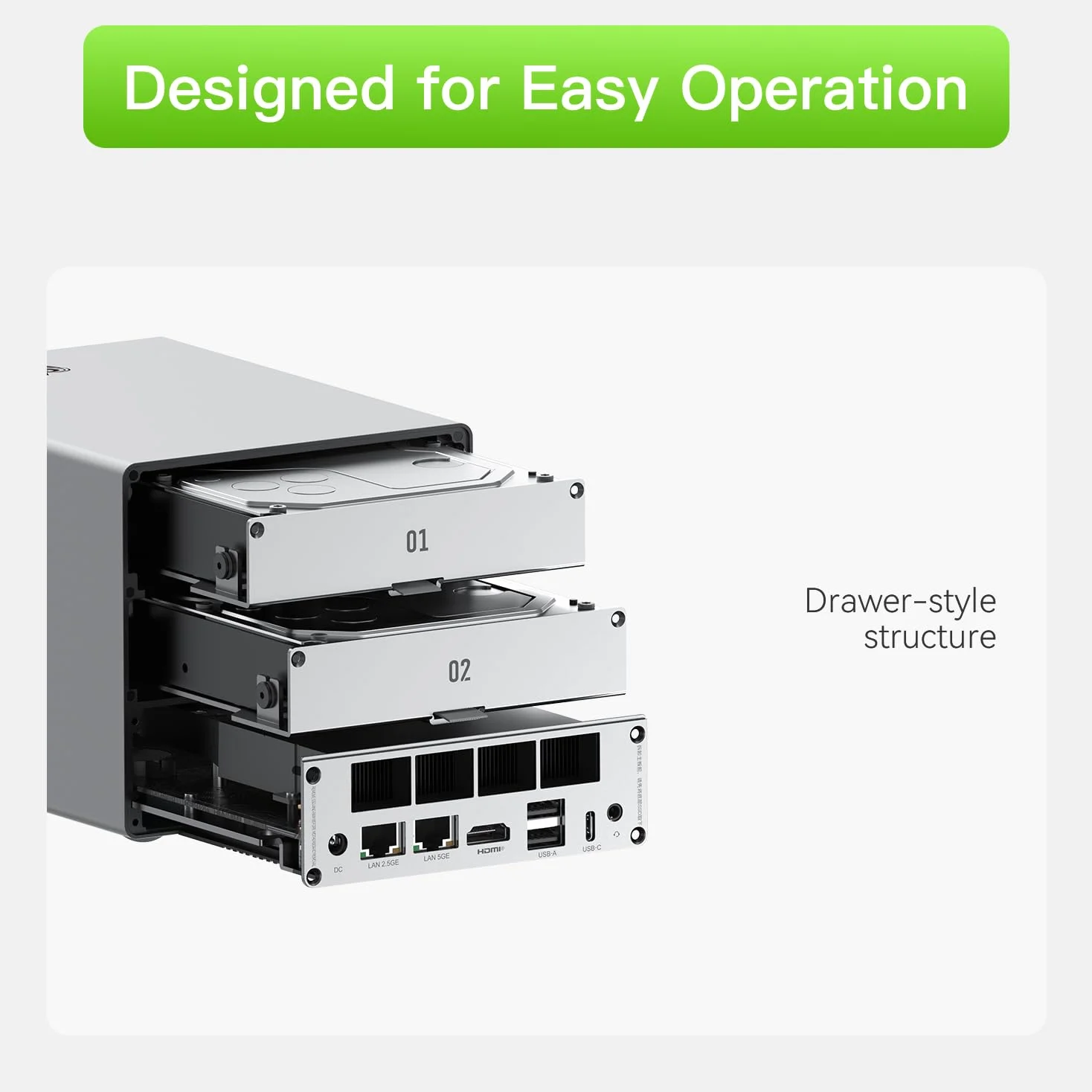 Beelink Mini PC, ME Pro 2 alloggiamenti per dischi rigidi NAS Intel N95 12G LPDDR5 128G M.2 PCIe 3.0 SSD, 3 slot SSD M.2, Dual LAN/File Server/NAS Storage/Network Attached Storage/Cloud privato