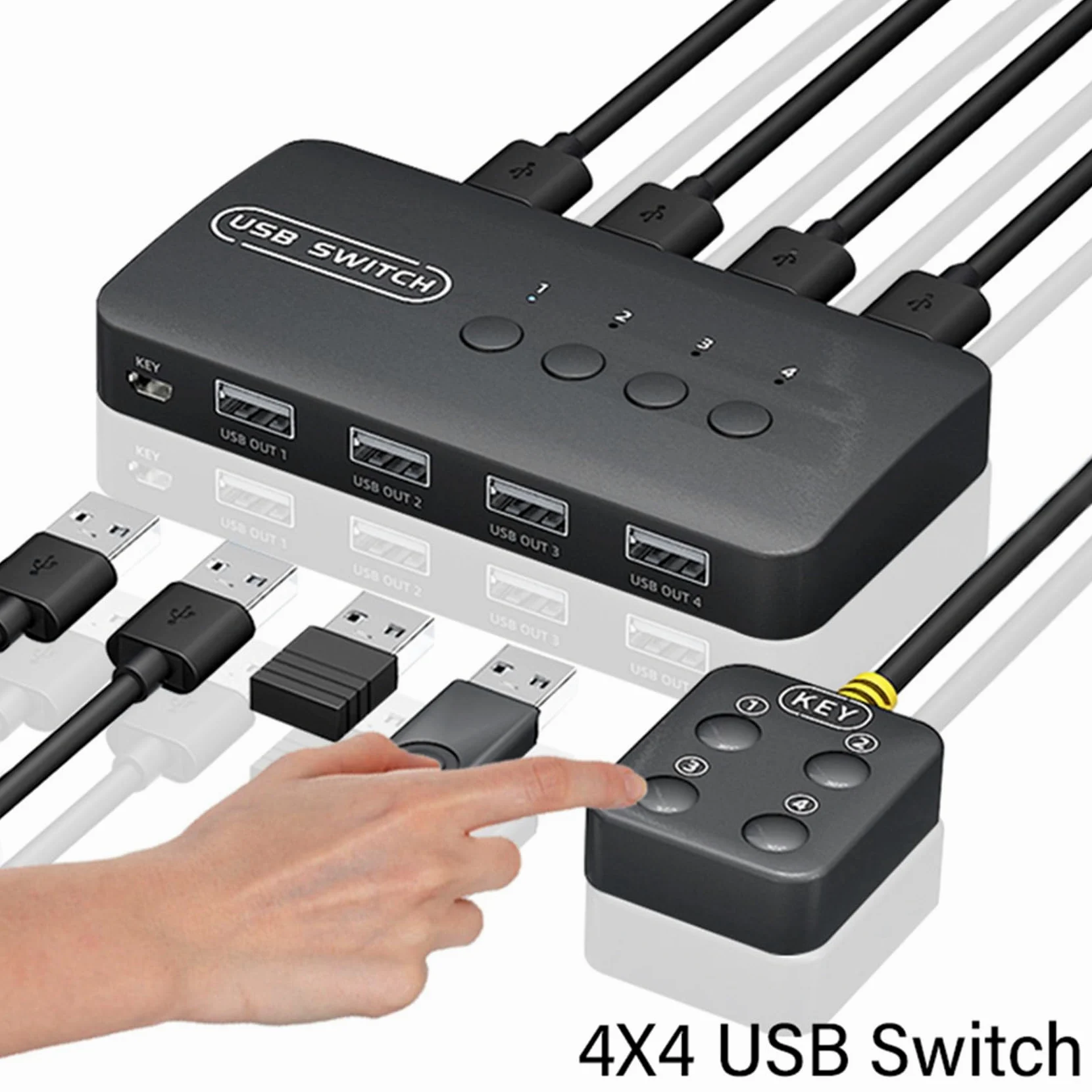 5X Switch USB Adattatore Controller Condiviso 4 Ingressi 4 Uscite per Computer Portatile Stampante Tastiera Mouse Monitor