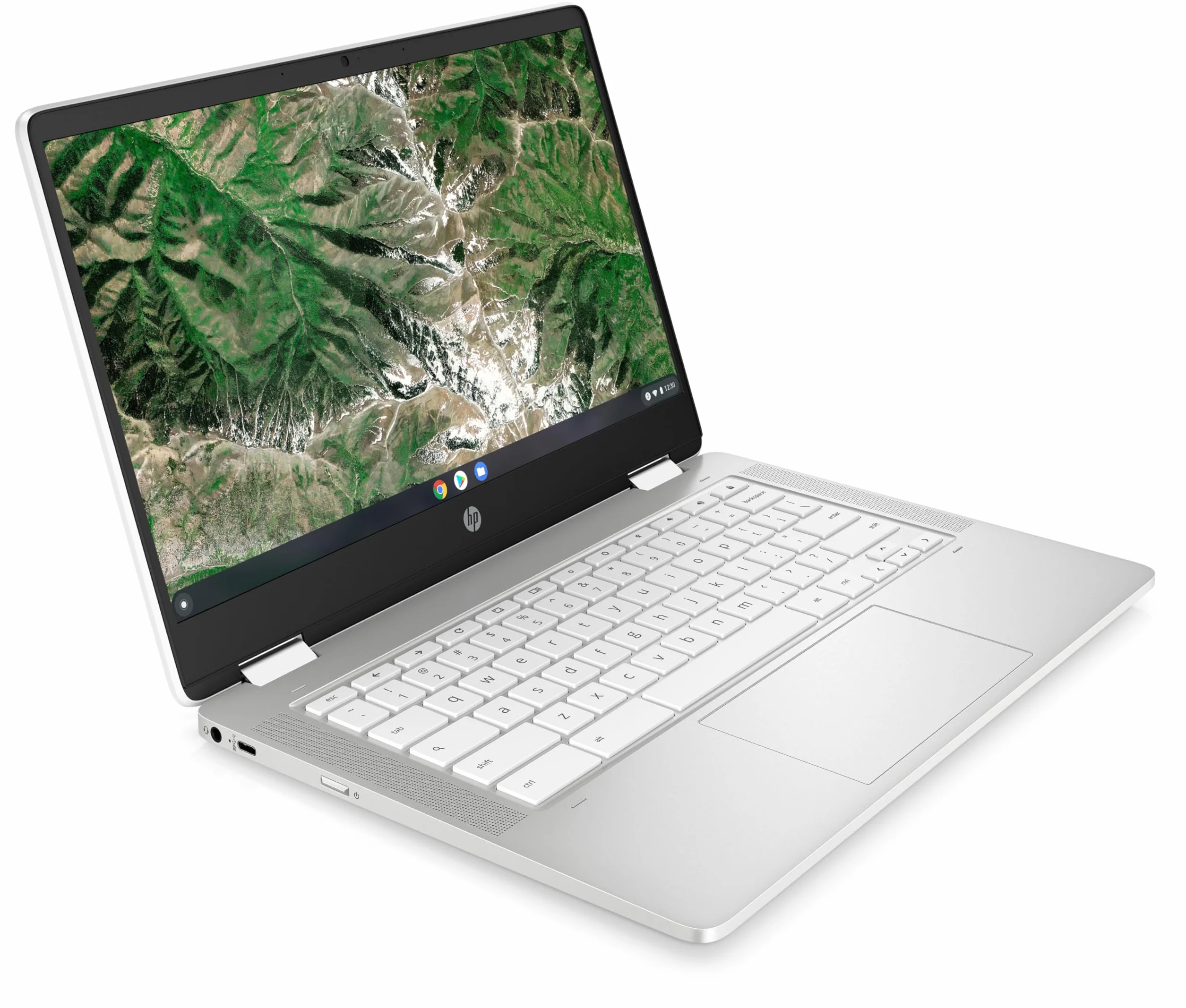 HP Chromebook x360 - Computer portatile da 14" Touch, Intel Celeron N4120, 4 GB DDR4 di RAM, 64 GB eMMC, Intel UHD Graphics 600, Sistema operativo ChromeOS, Tastiera QWERTZ, Germini, Bianco